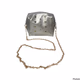 Womens silver crossbody bag with gold stud  and a gold chain strap