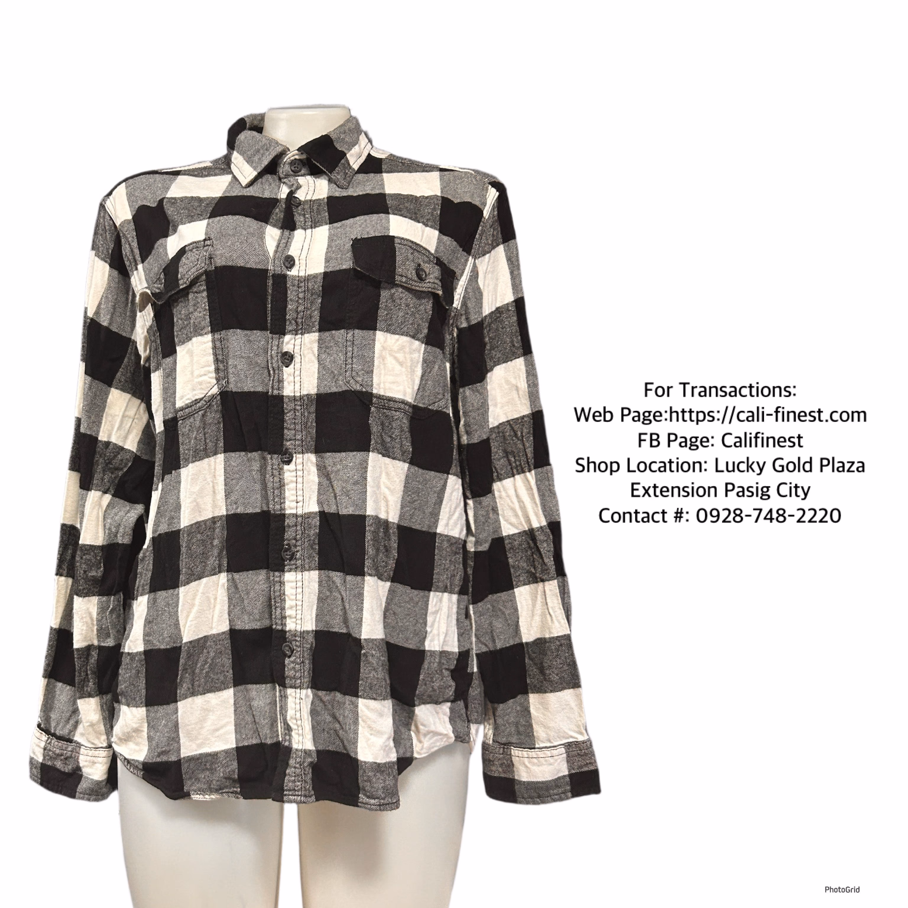 George long sleeve Checkered Black white Large (42-44)