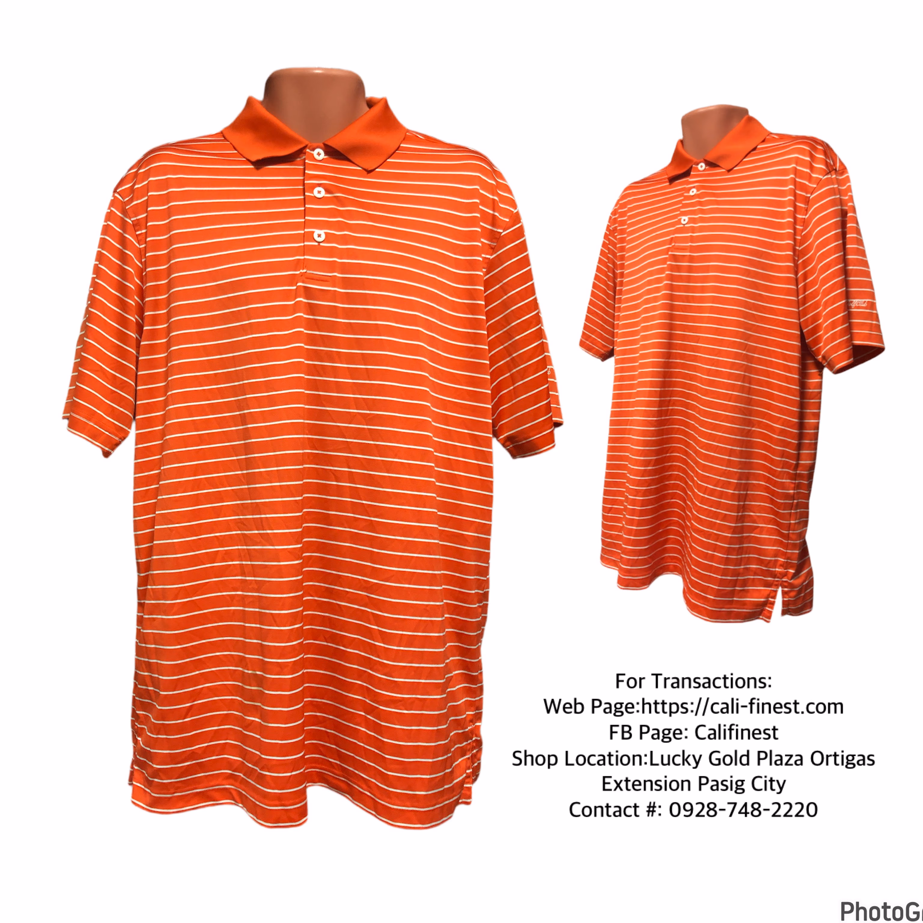 Straight Down Polo Short Sleeve Orange Men Large  