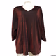 Avenue Red Metallic Spark Long Sleeve V Neck Dress Blouse for Womens