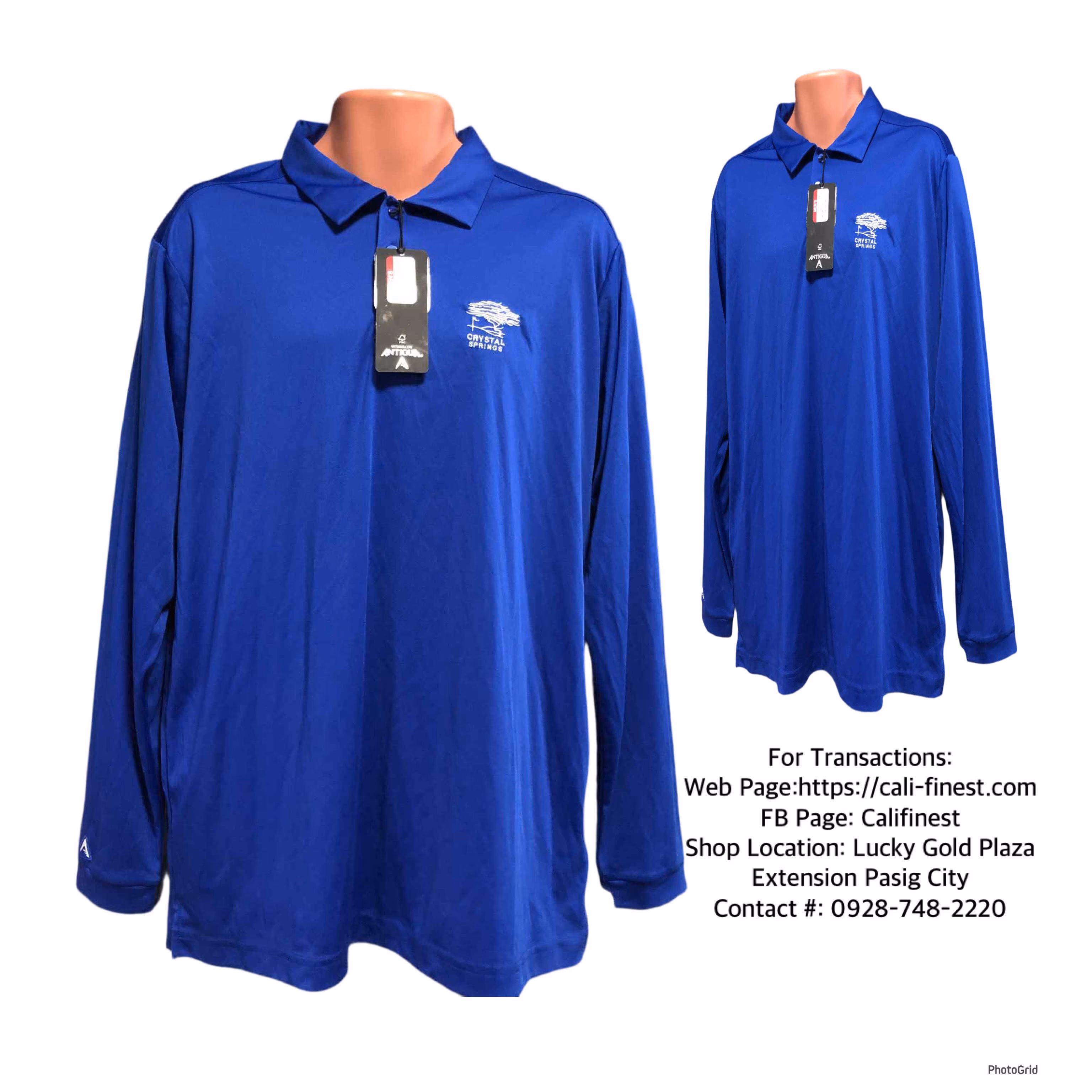 Brandnew Antigua Mens Polo Long sleeve Blue Large 