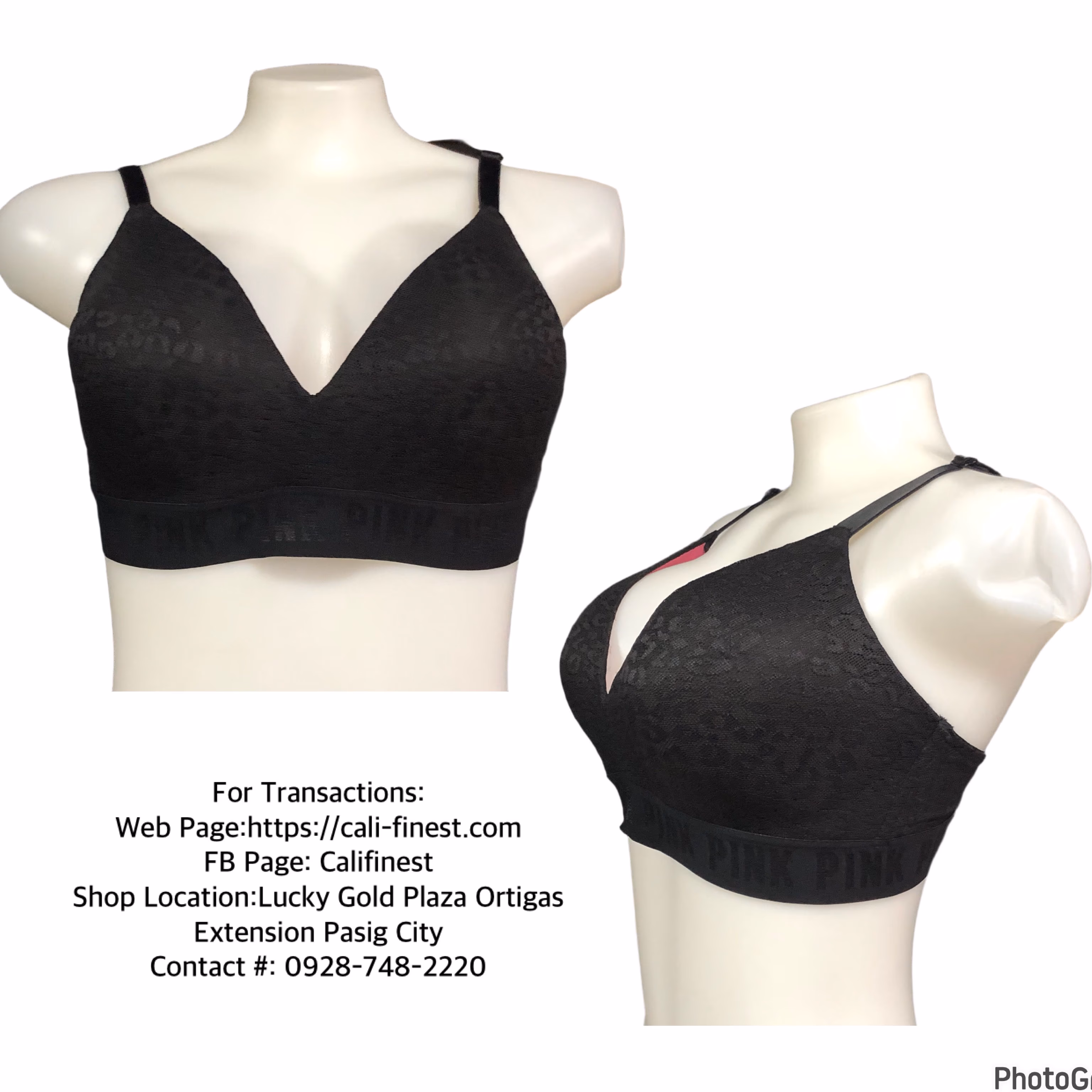PINK Victoria Secret Black Sports Bra for Womens