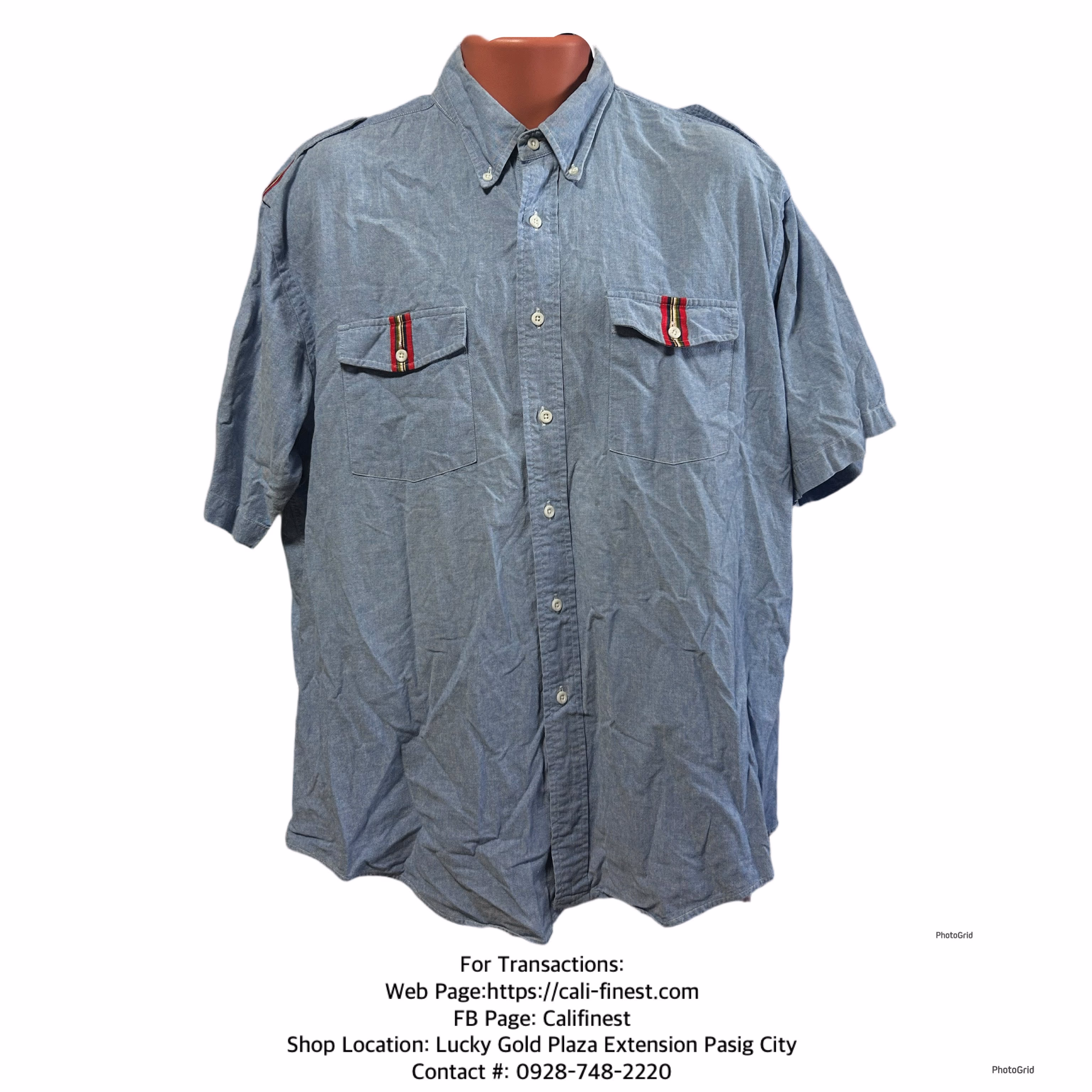 Norm Thompson Men’s Short Sleeve Button Down Chambray Shirt Size Large