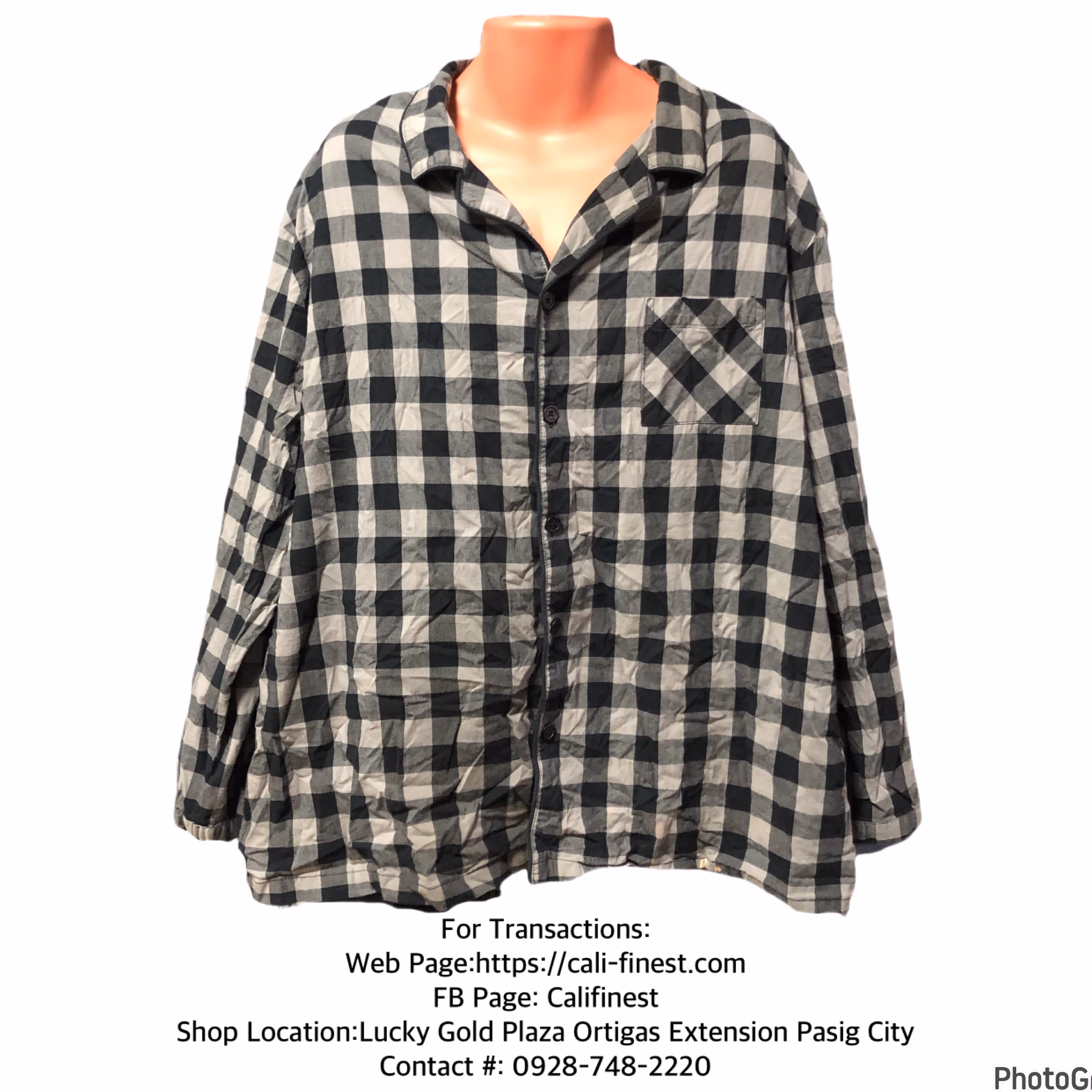 Goodiellow & Co Men’s Black and Gray Plaid Flannel Button Down Shirt Size XXL