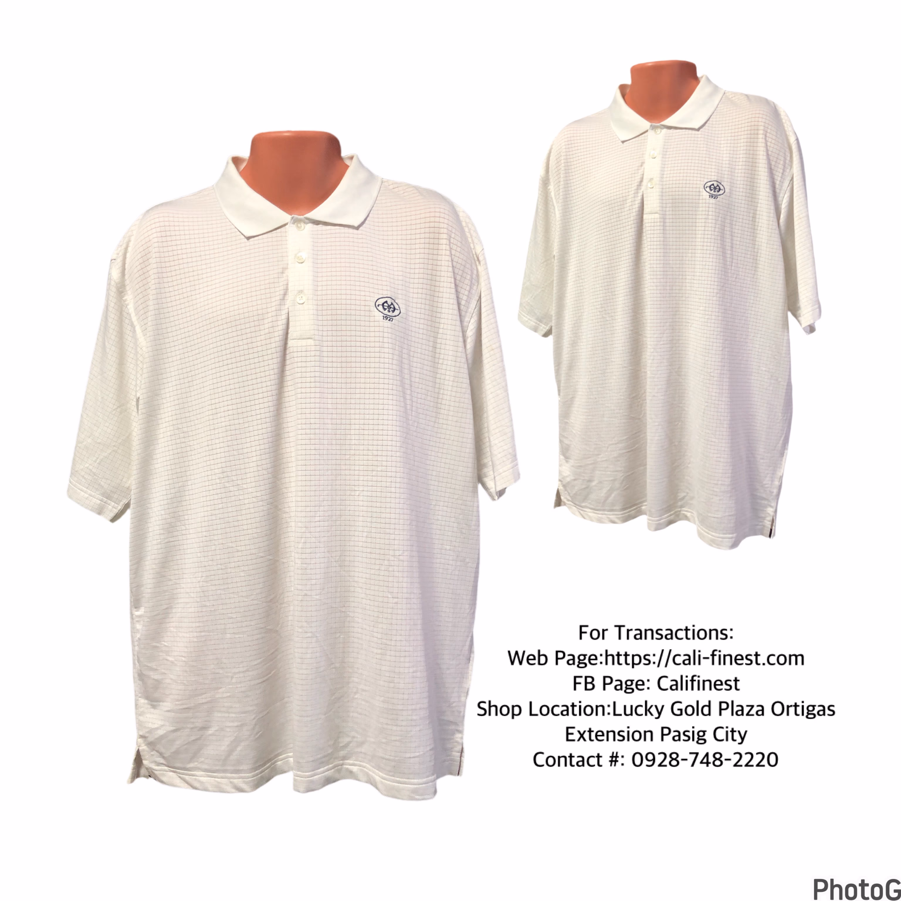 Antigua Men Polo Short Sleeve White Large 