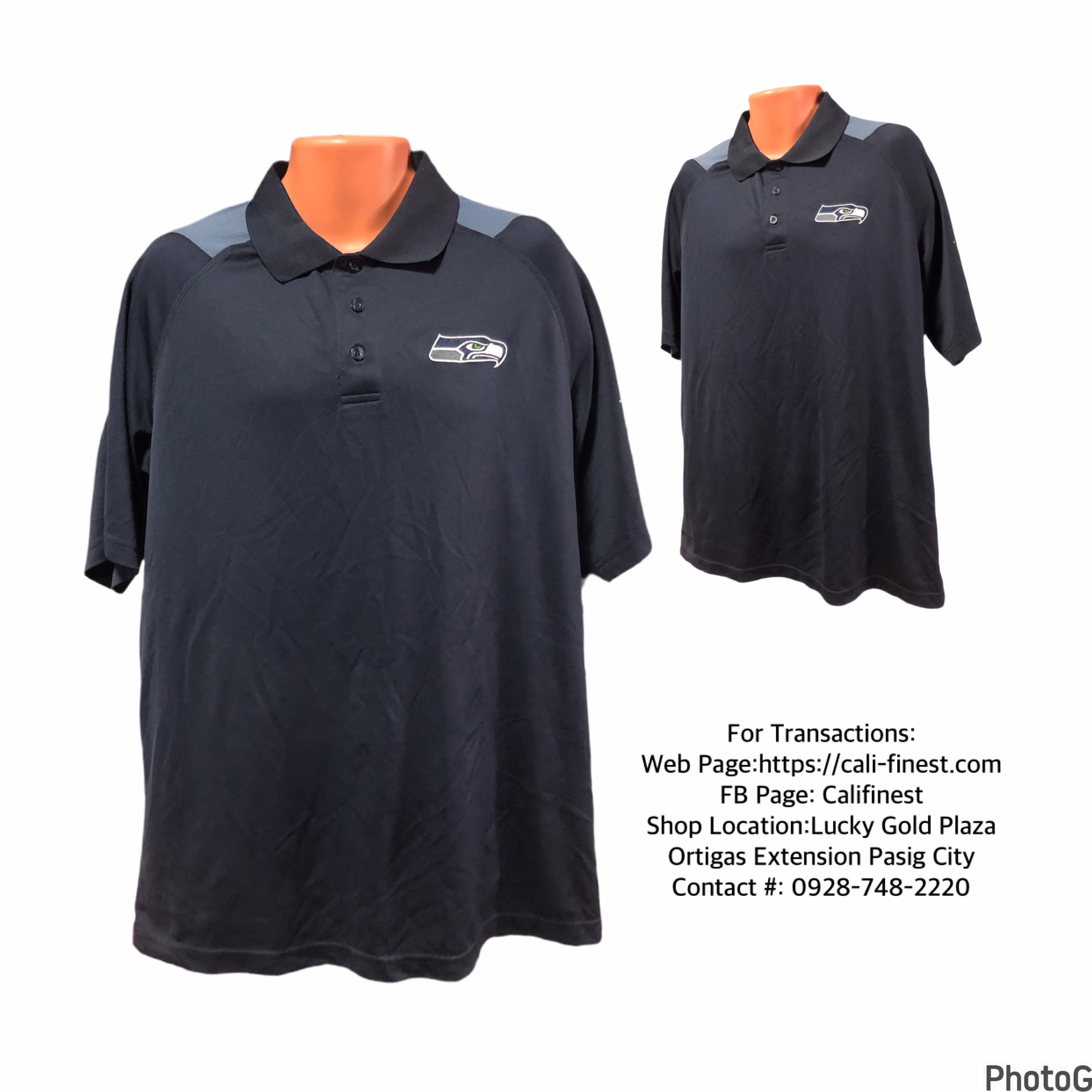 NFL Team Apparel Men Polo Short Sleeve Dark Blue XL