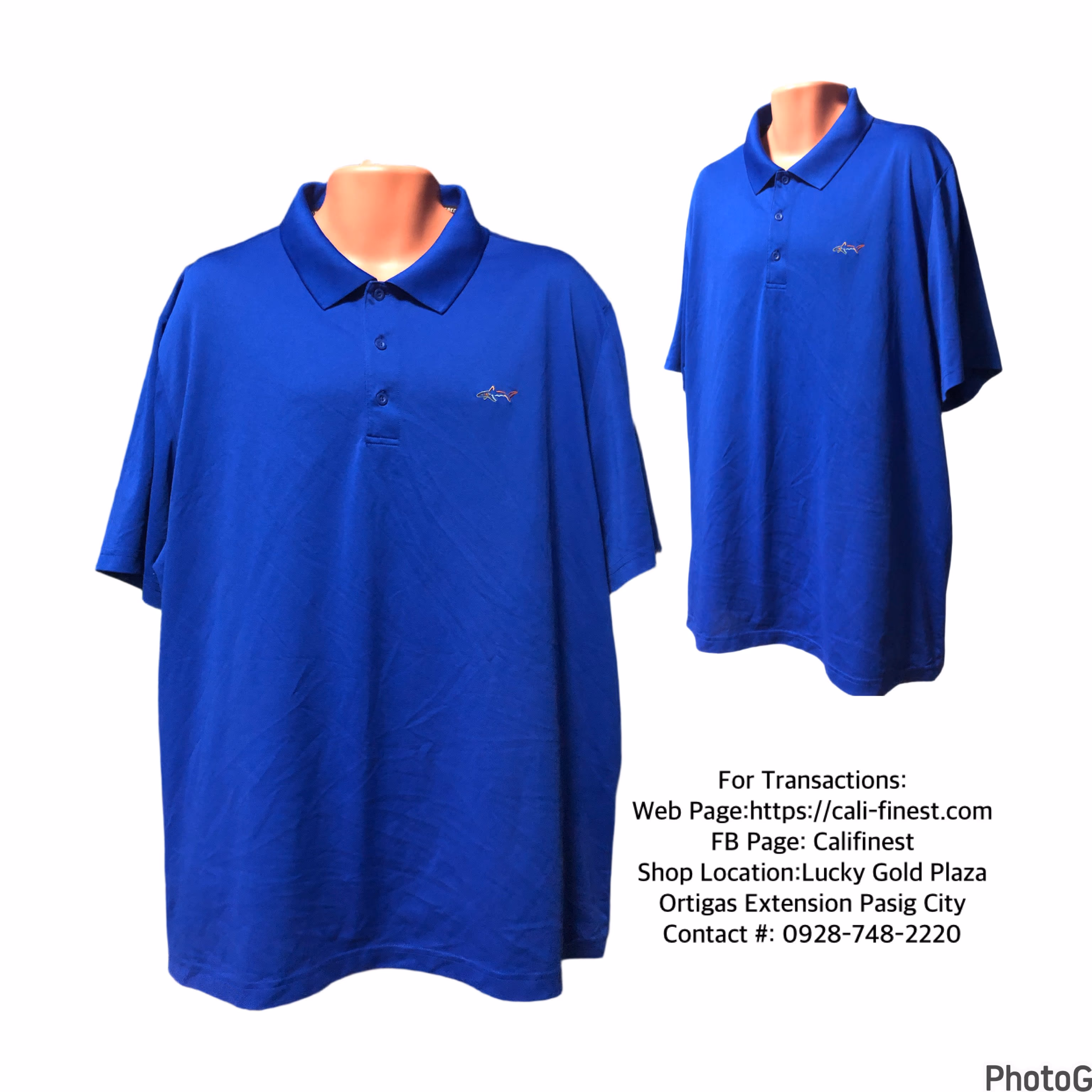 Greg Norman Men Polo Short Sleeve Blue XXL