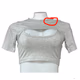 Pretty Little Thing Gray Cut Out Front Short Sleeve Cropped Top for Womens