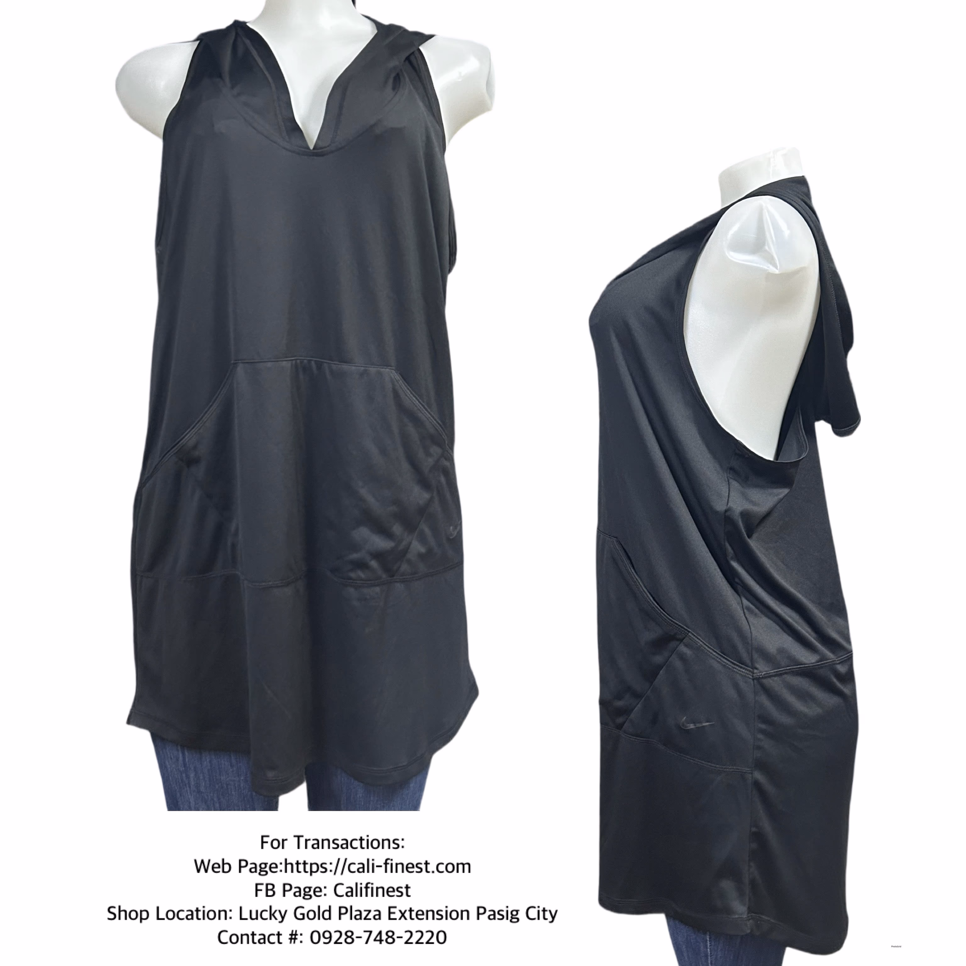 Nike Athletic Hooded Dress Sleeveless Sport Tennis Golf Activewear Black Large