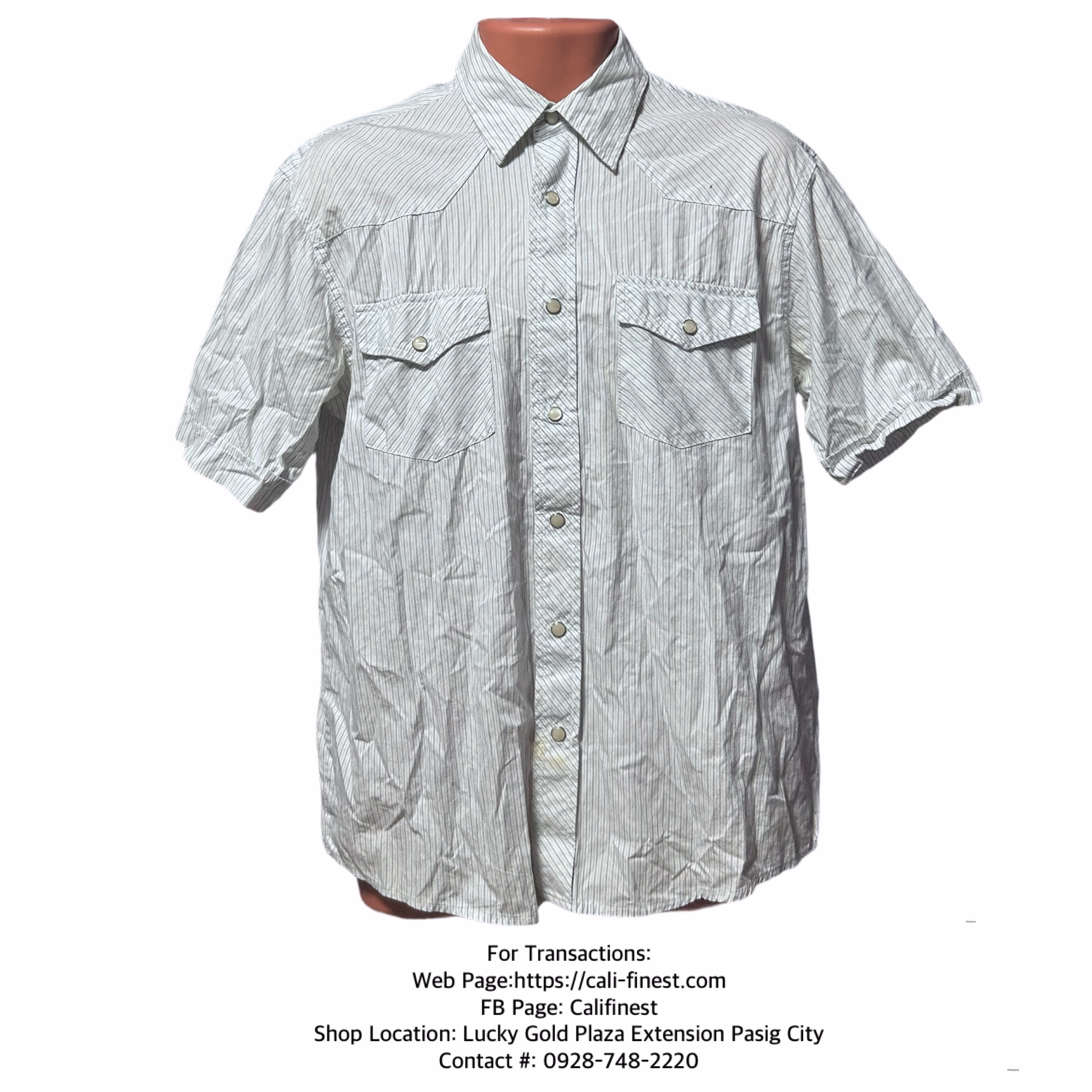 Old Navy Short Sleeved White Striped Button Down Shirt for Mens