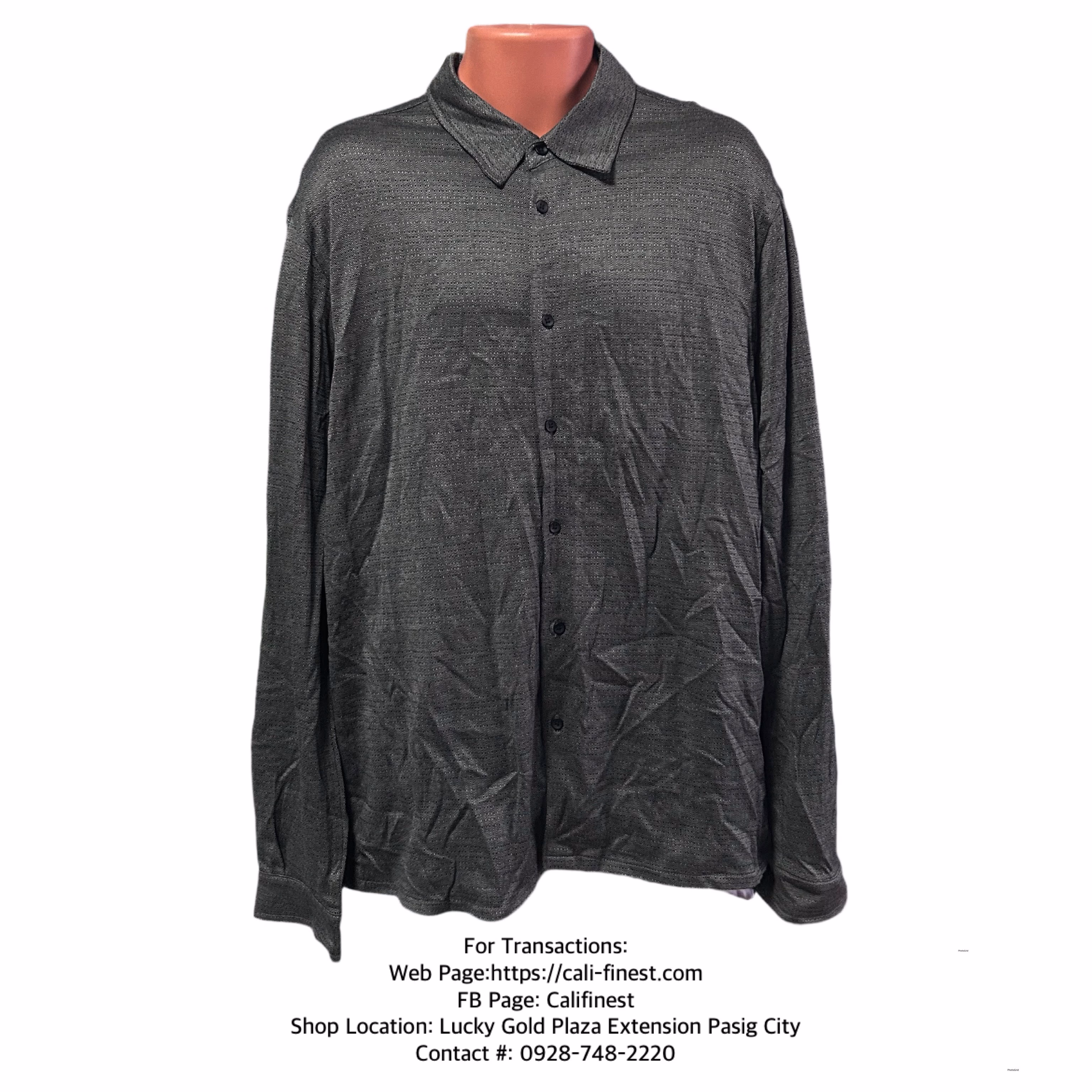 J.Ferrar Modern Fit Men’s Gray Long Sleeve Polo Shirt