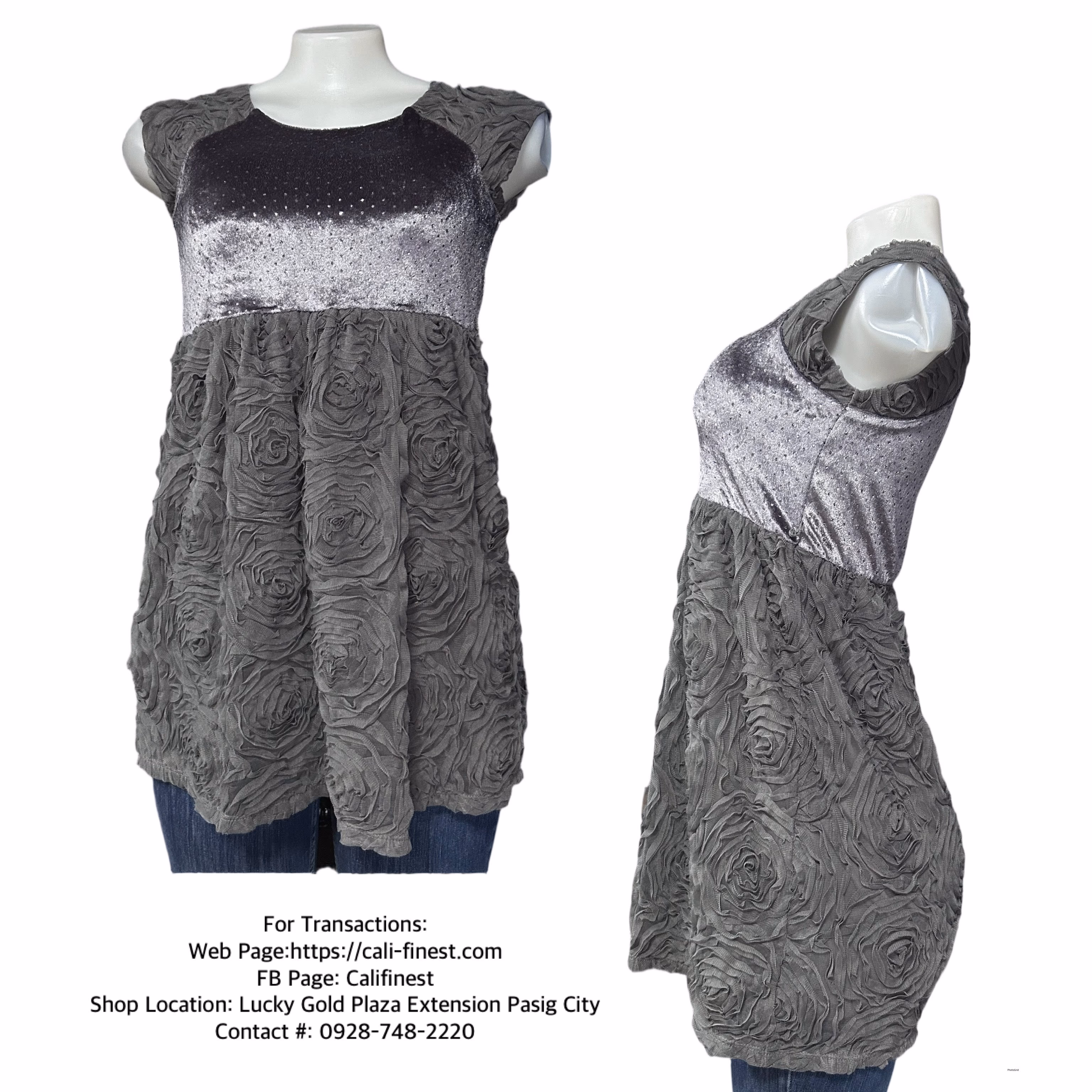 Kandy Kiss Girls Gray Sleeve Shirt Waist Flower Dress