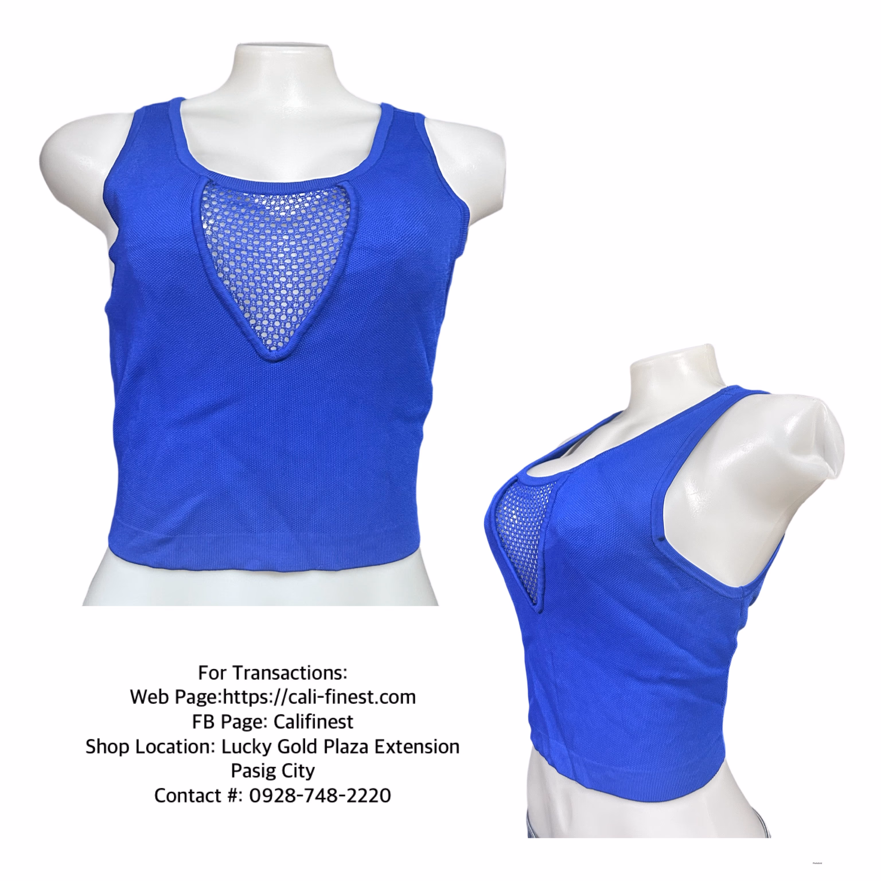 Bebe Blue Ribbed Sleeveless Tank Top for  Womens