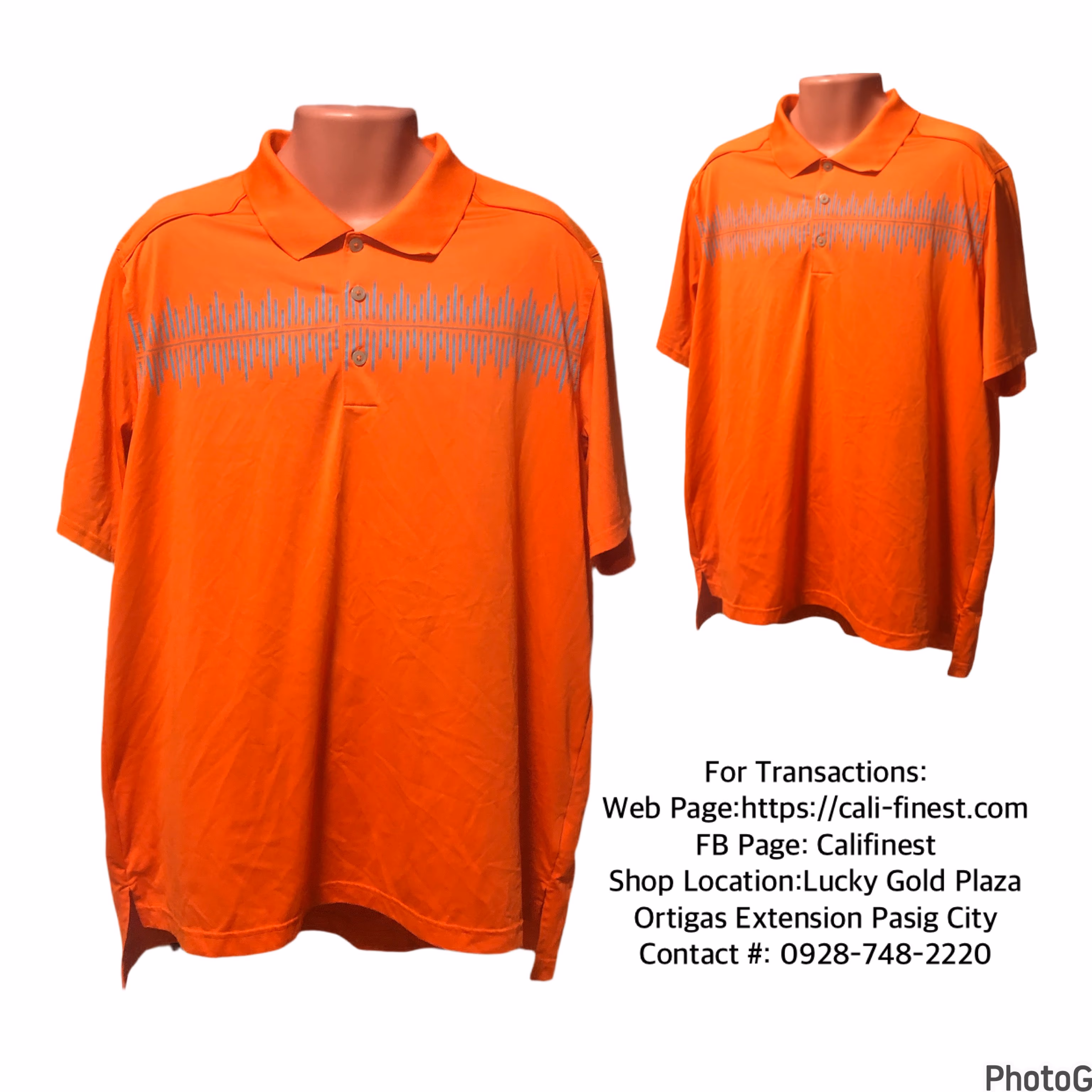 ADIDAS Golf Polo Shirt Orange Gray Graph Equalizer Climalite For Men XL