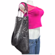 Anchor Blue Black Synthetic Leather Tote Bag for Womens