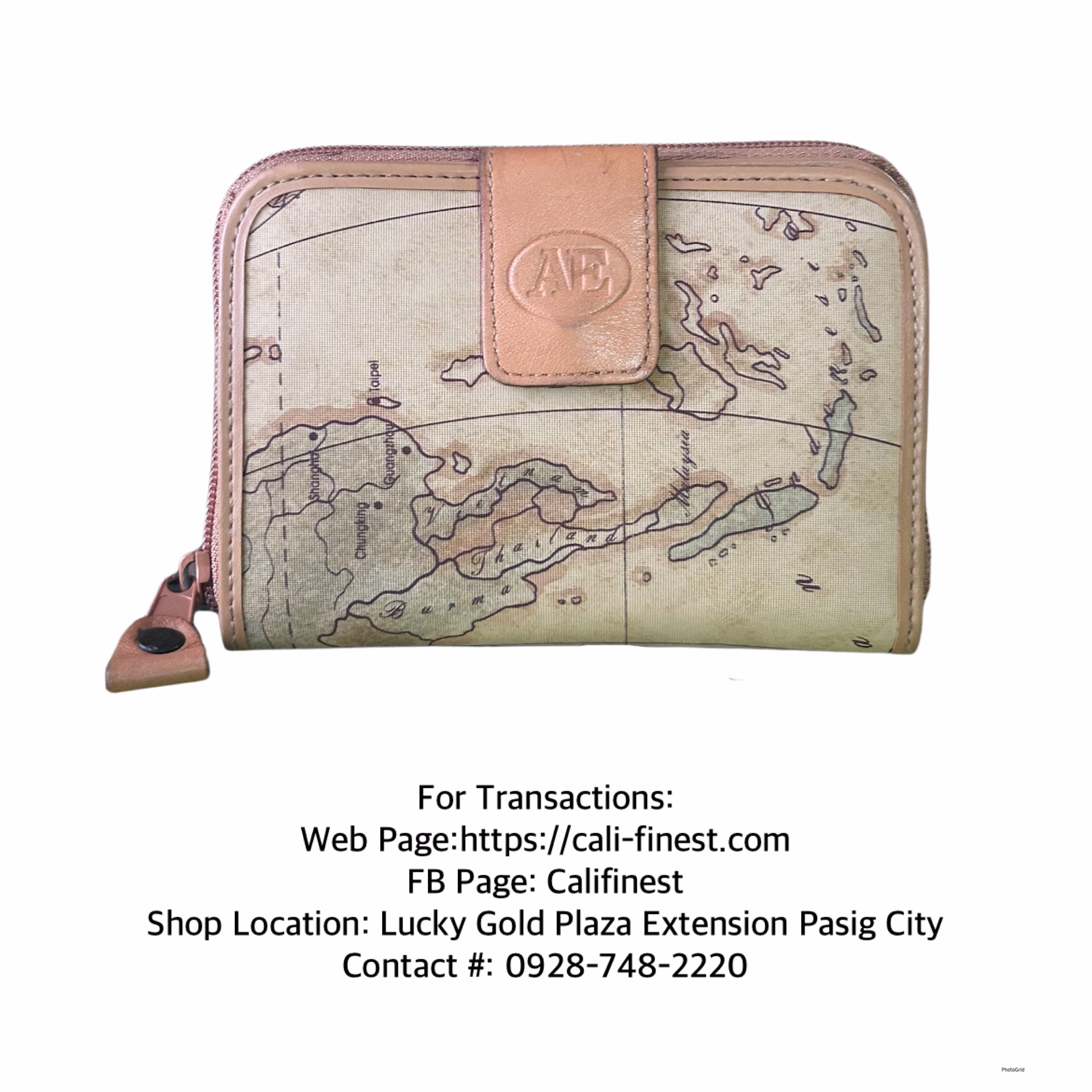 Allan Edward Map Leather Trim Wallet
