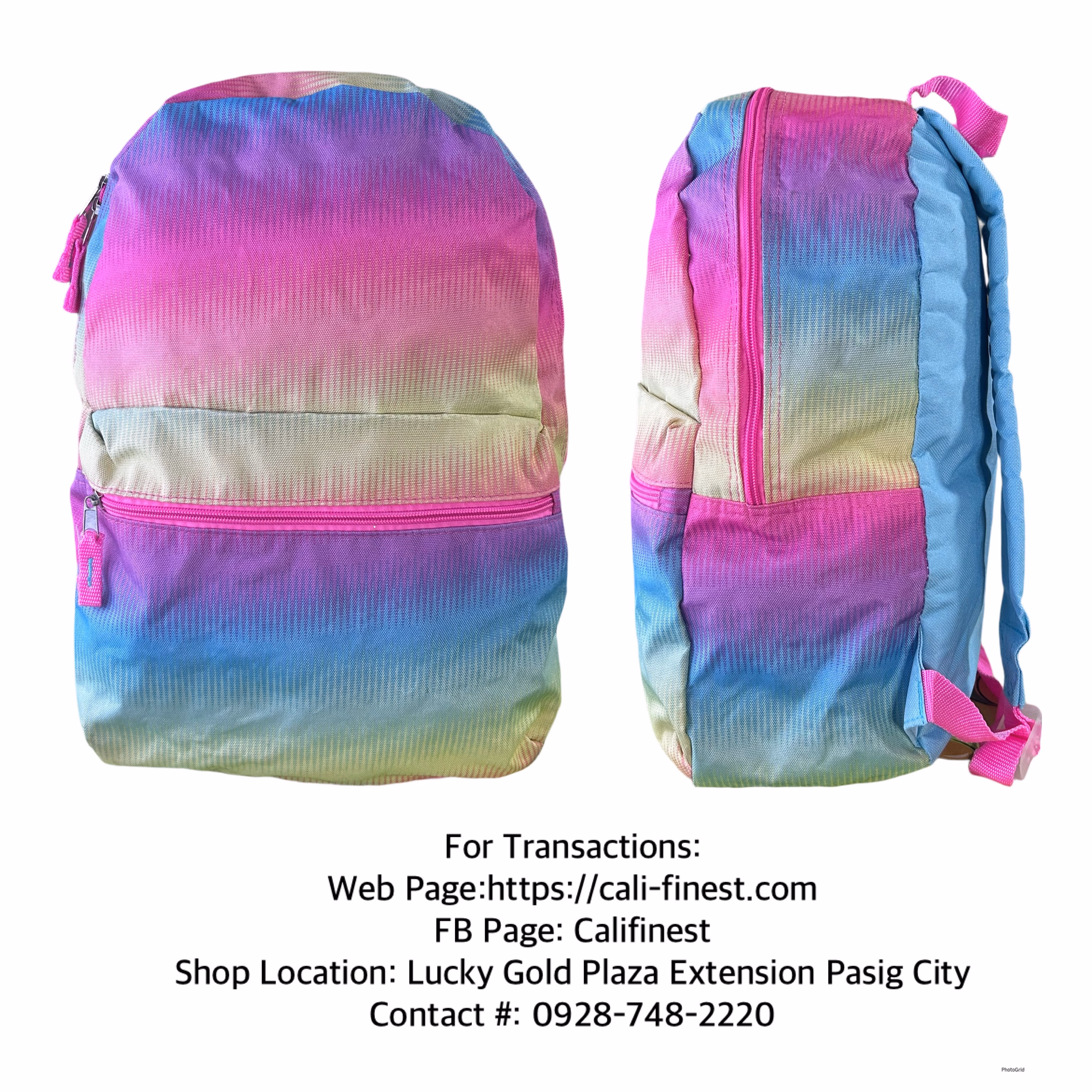 Girls Printed Colorful Rainbow Adjustable Strap Backpack