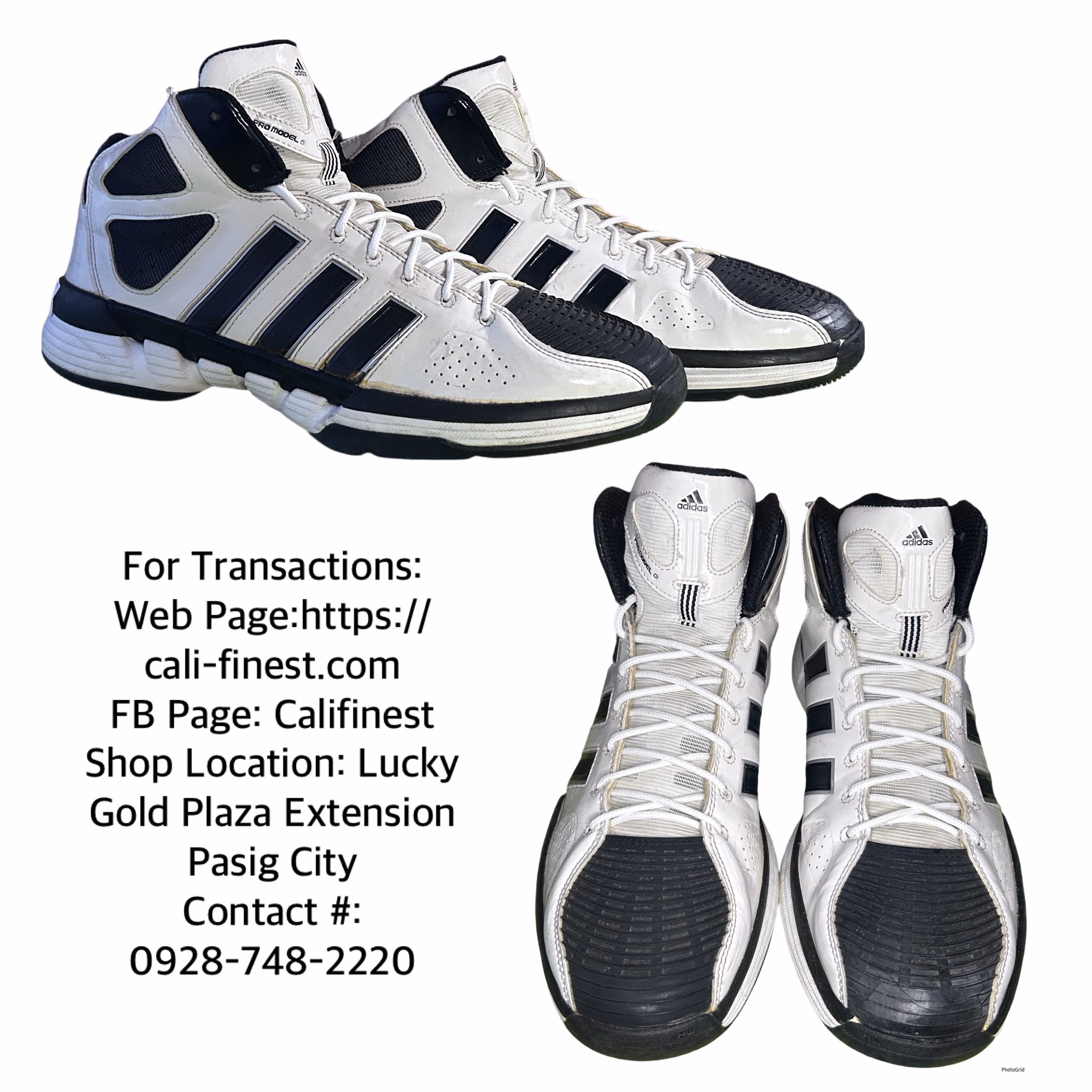 Adidas Pro Model Black White Basketball Sneakers for Mens Size 12