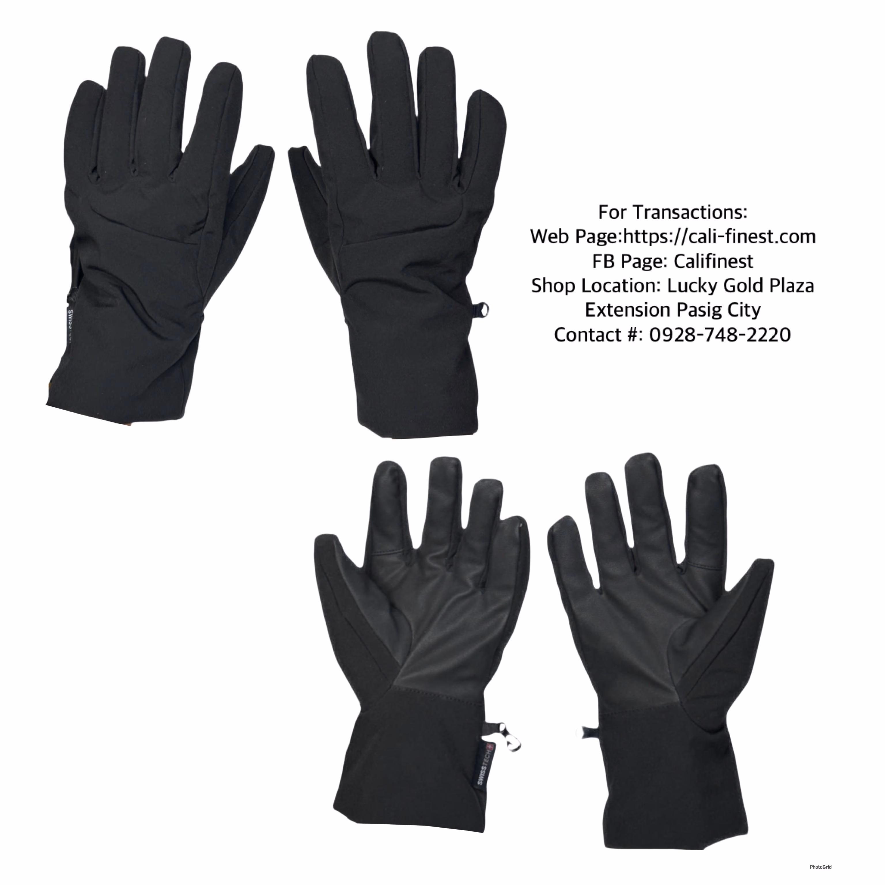 SwissTech Fleece Tech Winter Gloves S/M Black for Men