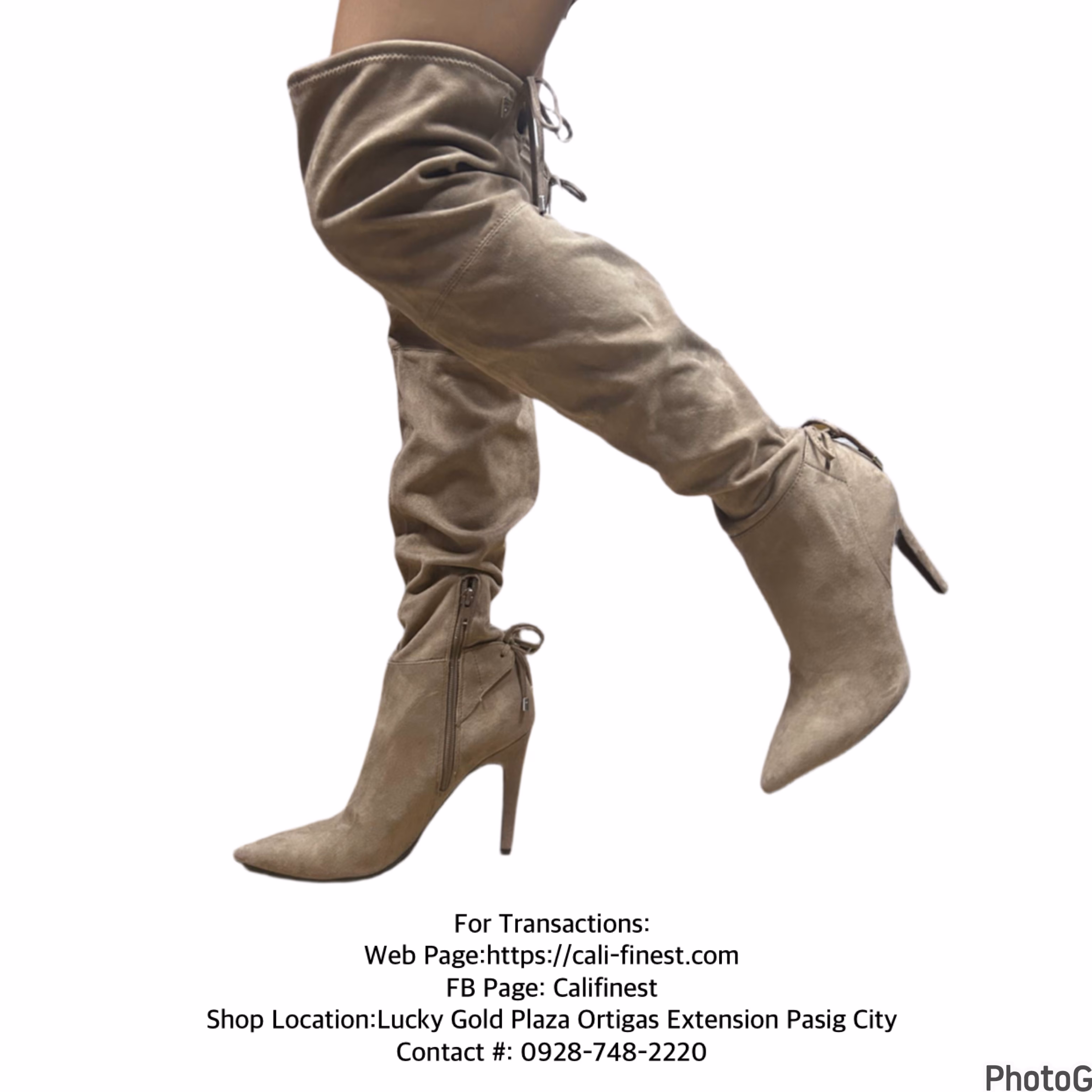 Guess Over The Knee Boots Size 7.5 Suede Taupe Neutral for Womens