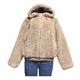 Zara FAUX FUR JACKET Hooded Light Brown XL