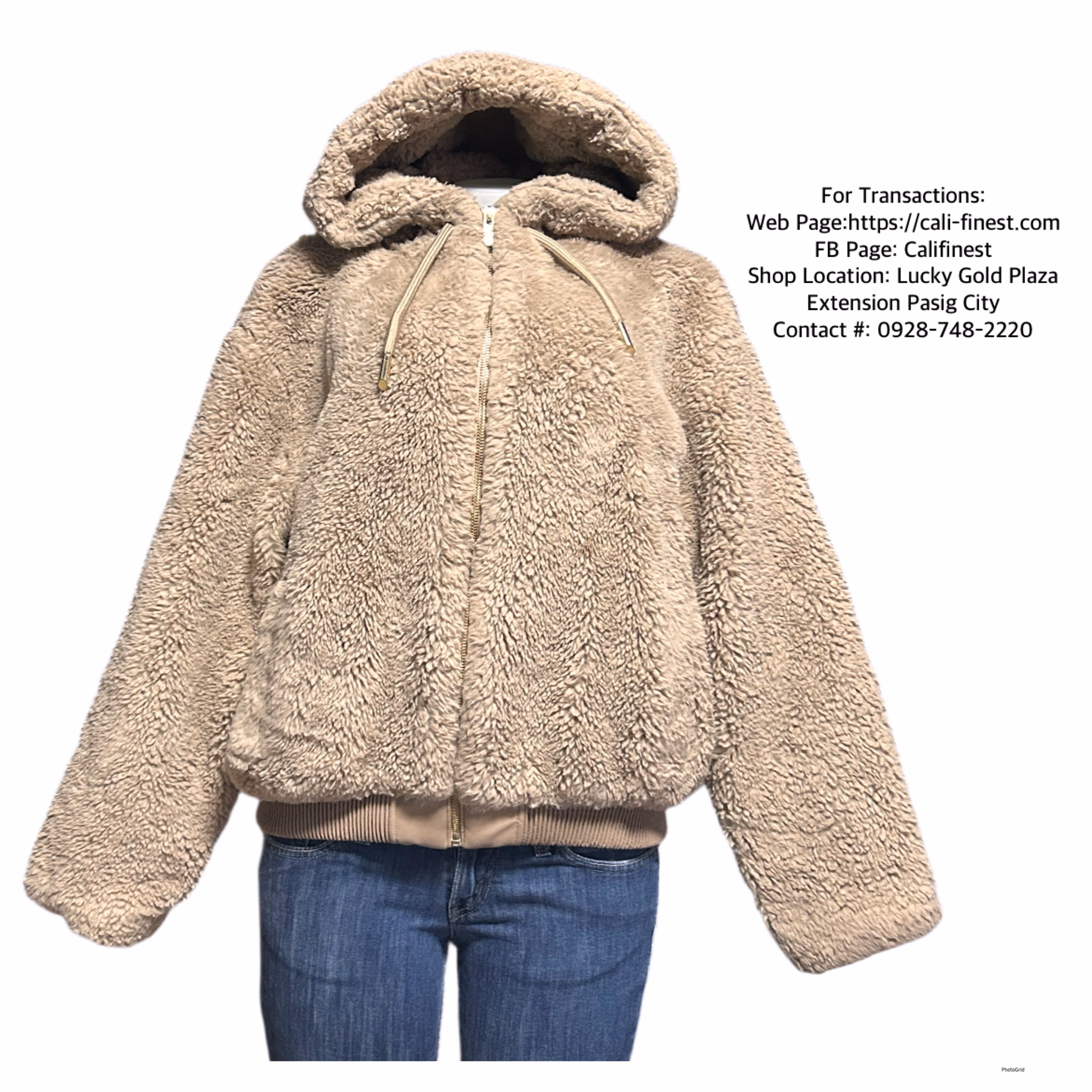 Zara FAUX FUR JACKET Hooded Light Brown XL