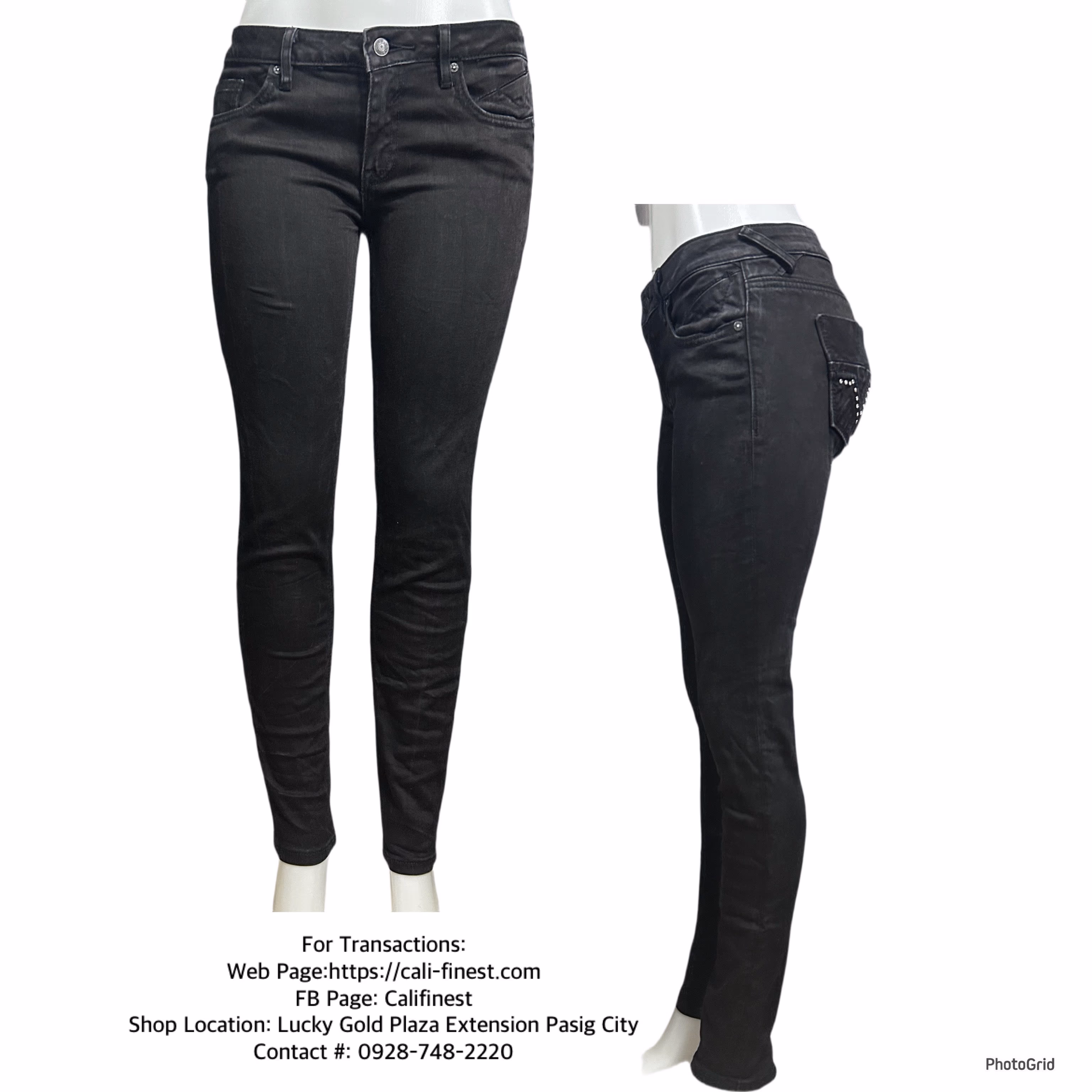 Vigoss Black Stretch Denim Jeans for Womens