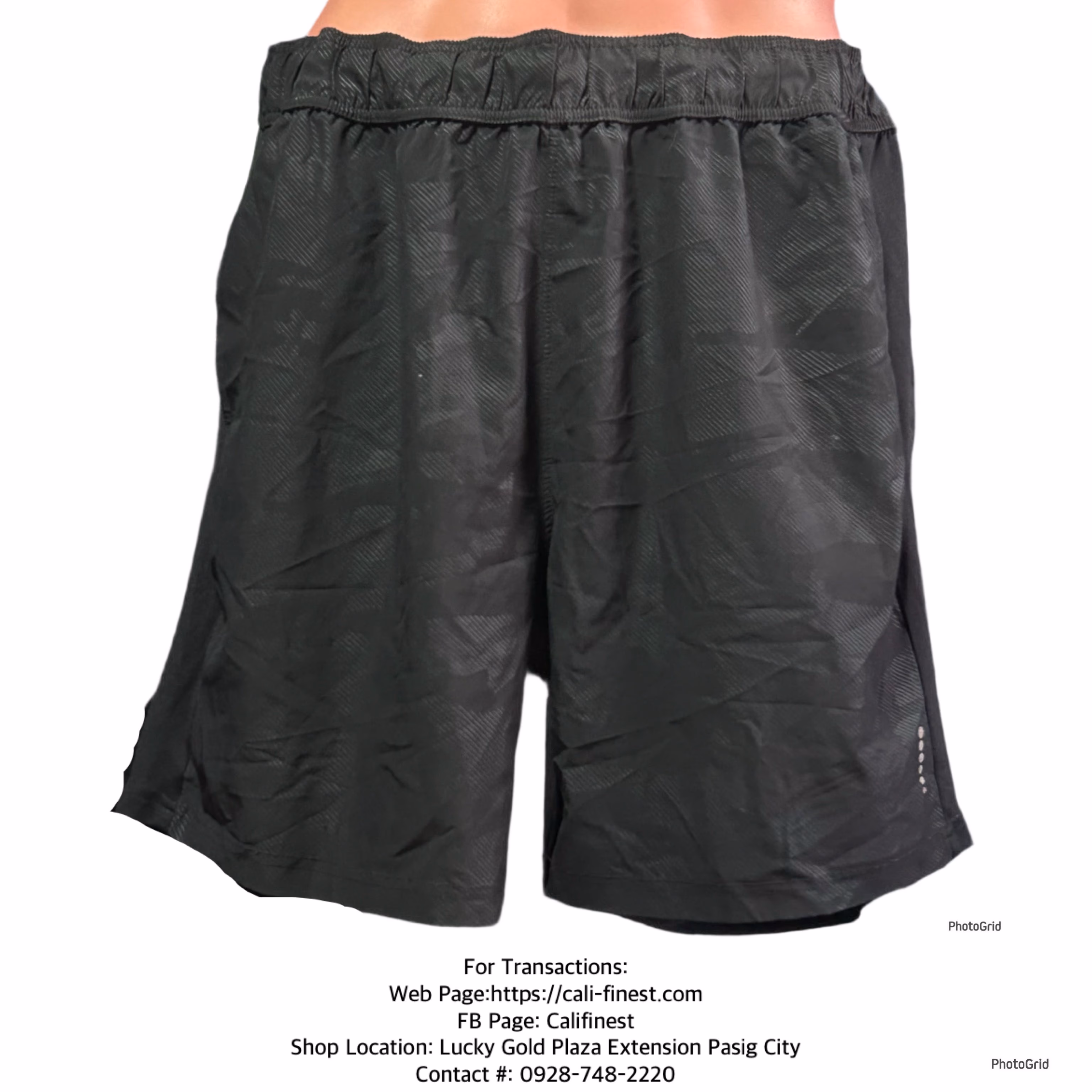 Balance Collection Pocket Short Neo Camo Embossed Black Shorts for Mens