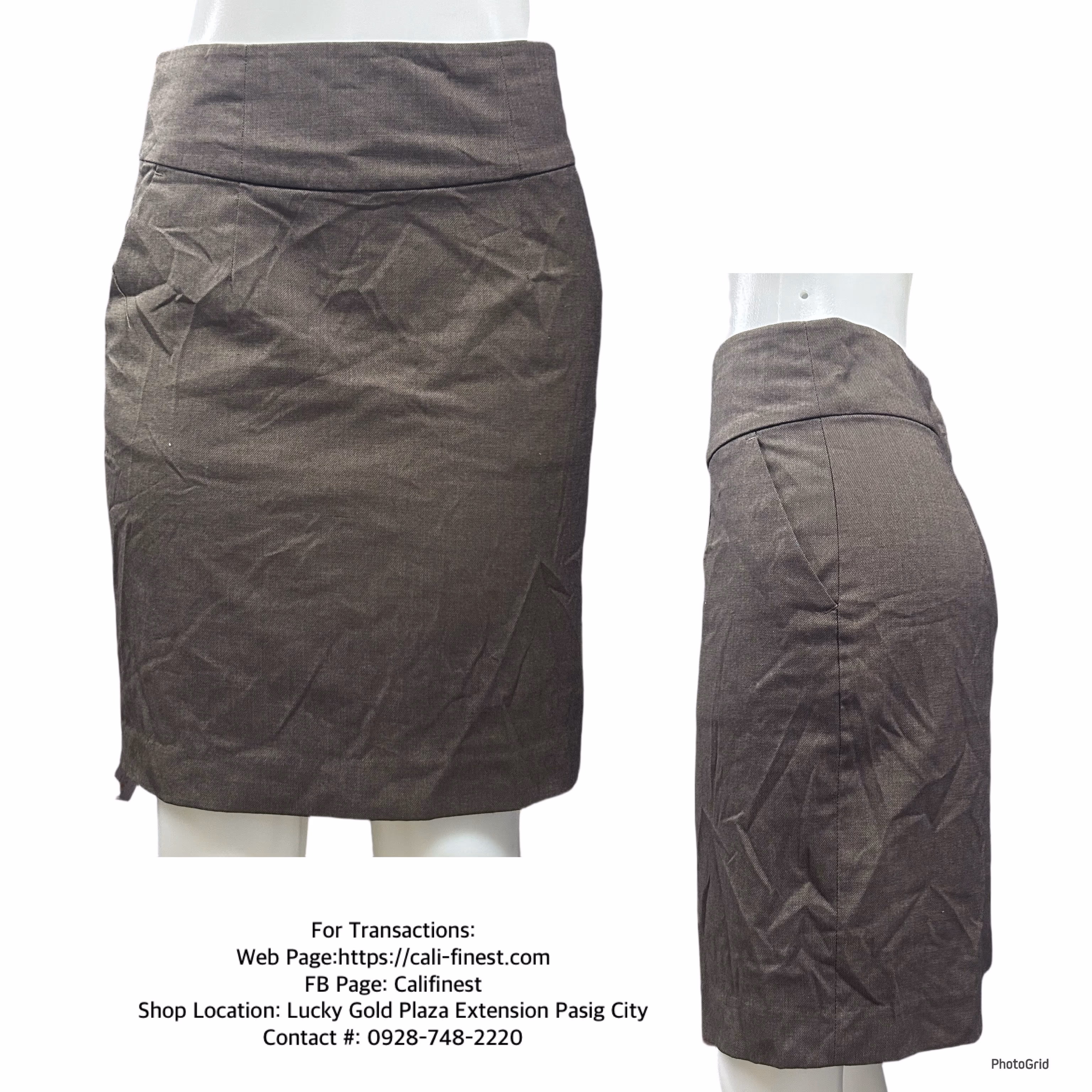 Banana Republic Pencil Skirt Brown Twill Dark Academia Corpcore Size 8