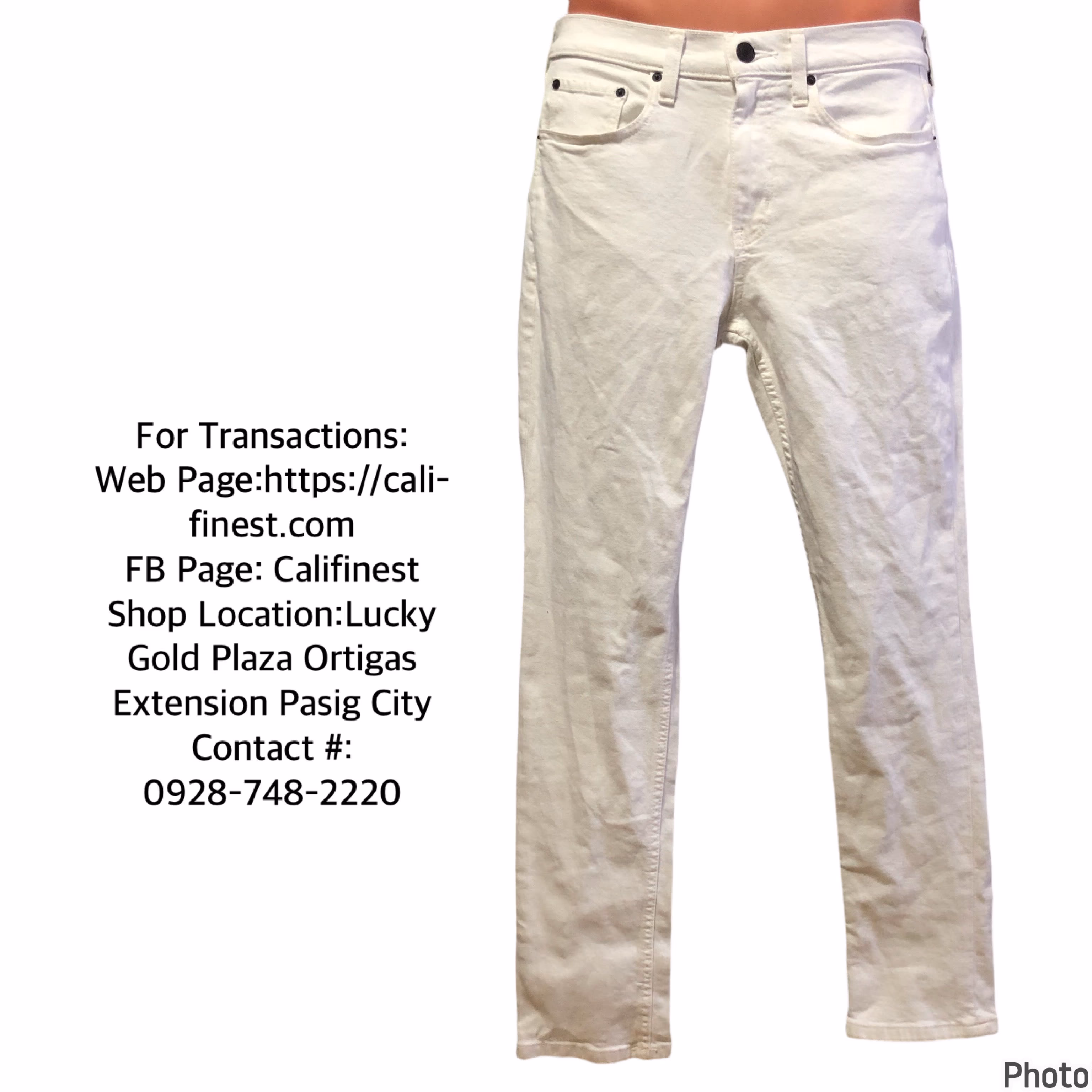 RSQ Mens Slim Taper White Denim Jeans 30 x 30