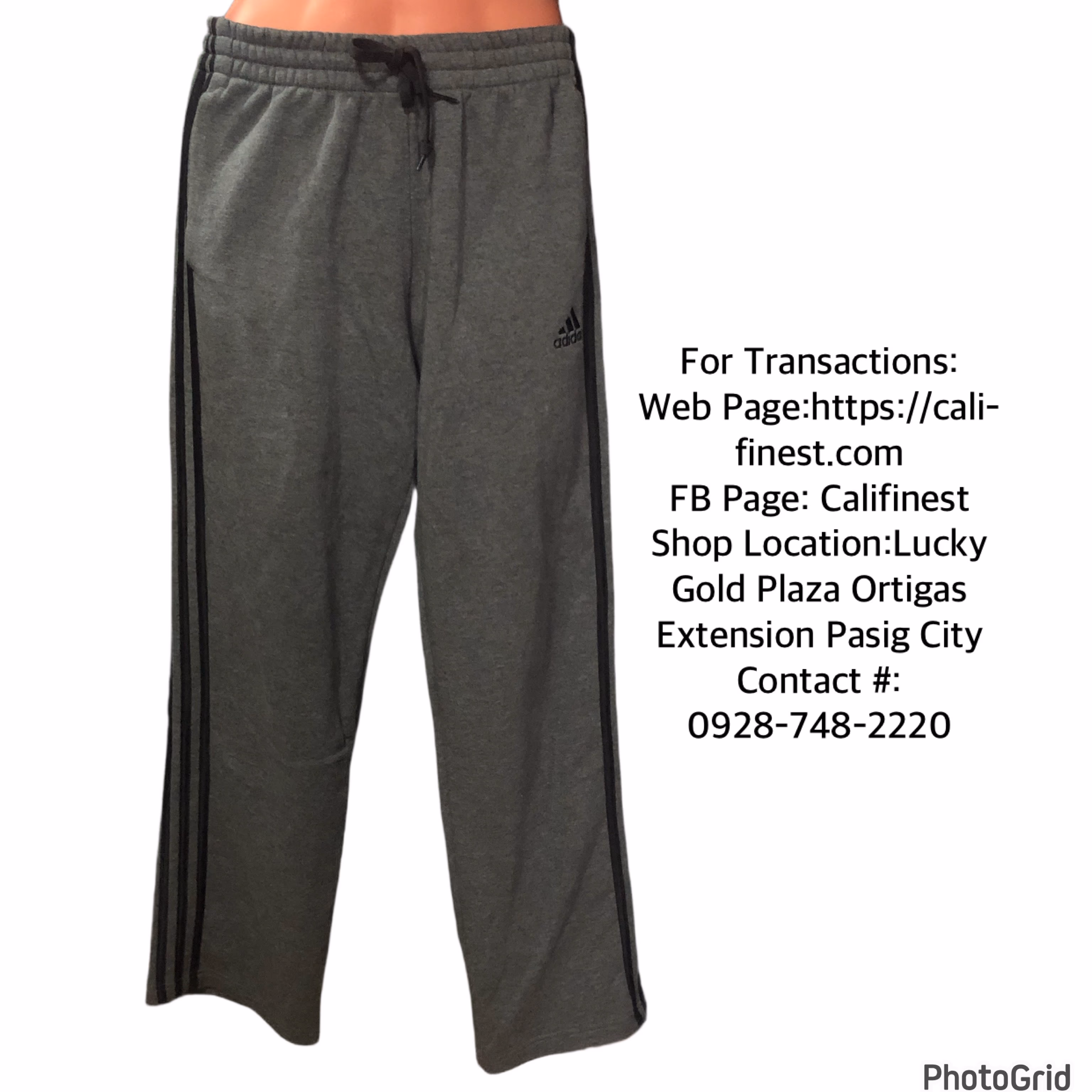 Adidas Essentials Fleece Open Hem 3-Stripes Pants Dark Gray  B#546