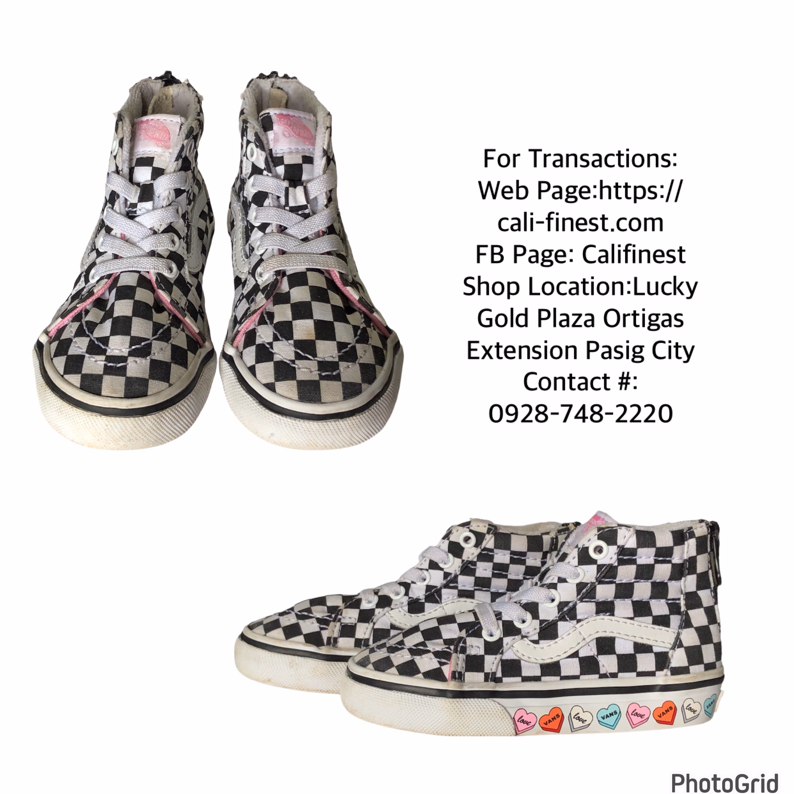 Vans Candy Hearts SK8-Hi Zip Black/White/Multi Child Shoes Size 7.0