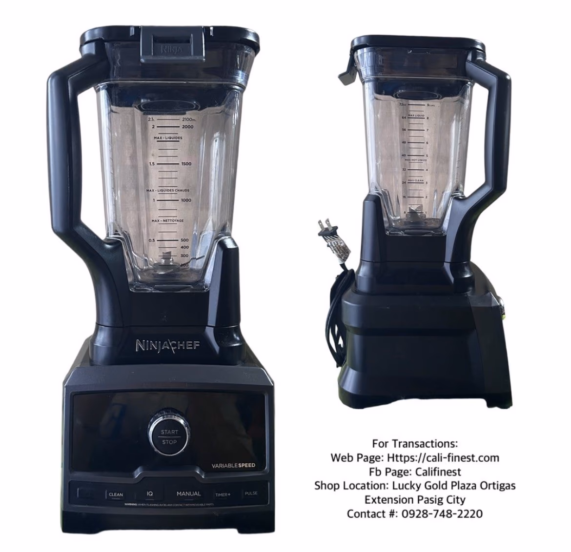 Ninja CT800 Professional Chef Blender with 10 Blend Modes and Manual Variable Speed Control, Black