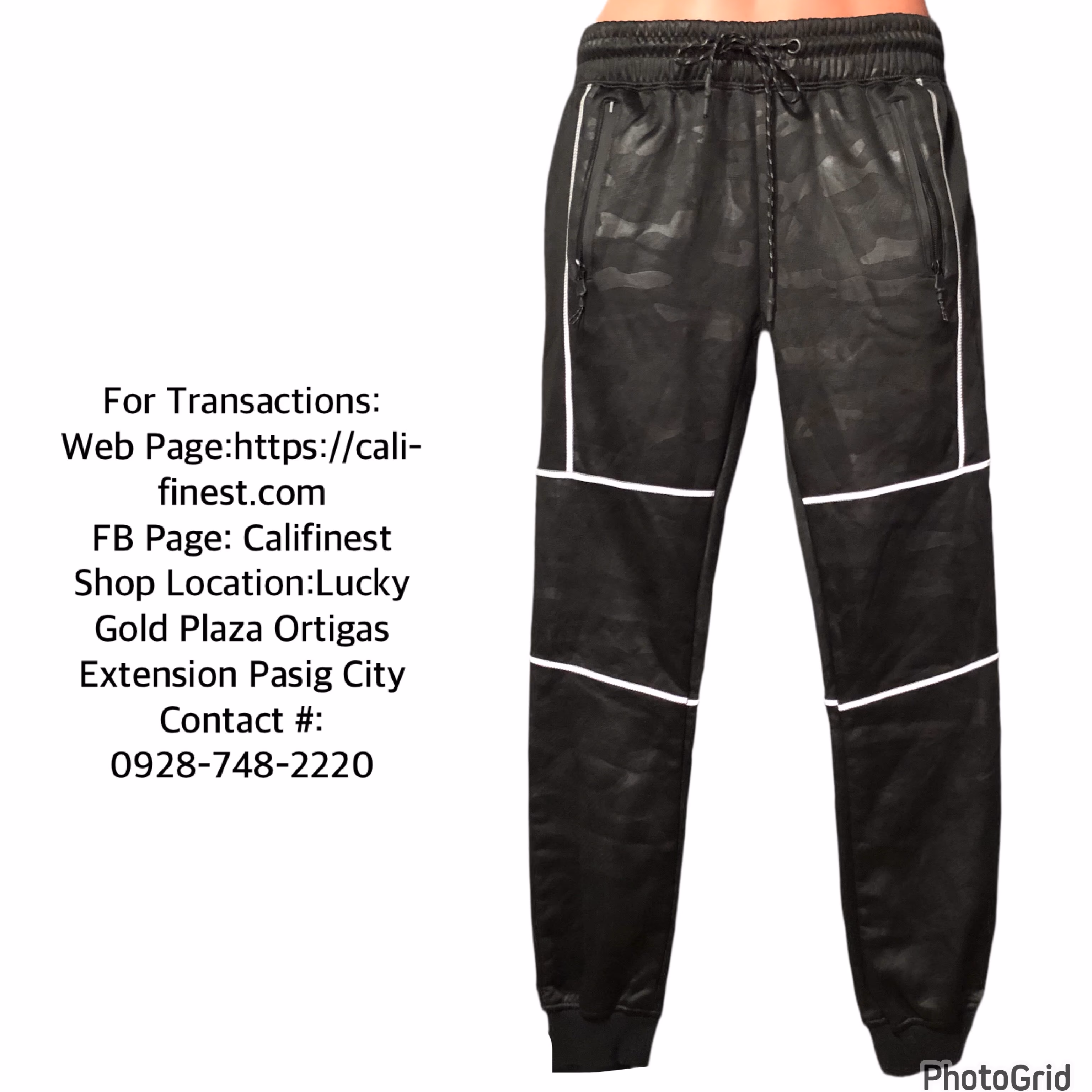 Encrypted Joggers Workout Pants Casual Black Camou Reflective Drawstring Mens Small