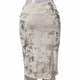 Luluroe Cassie Gold Foil & White Pencil Skirt