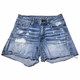 American Eagle AE Jean Shorts Blue Hi Rise Shortie Stretch Distressed