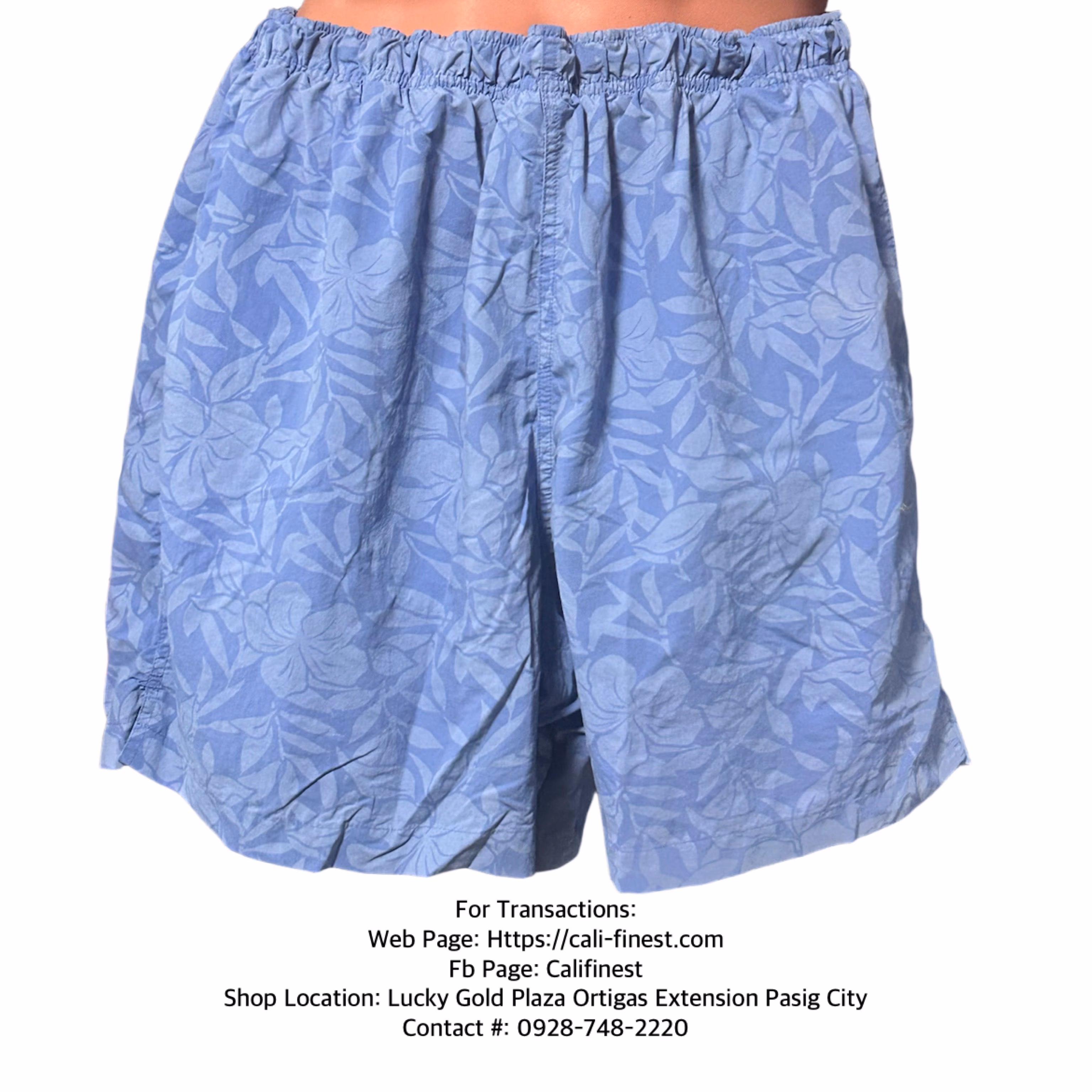 Lands’ End Swim Shorts Mens XL Blue Hawaiian Print Mesh Lined Swim Trunks