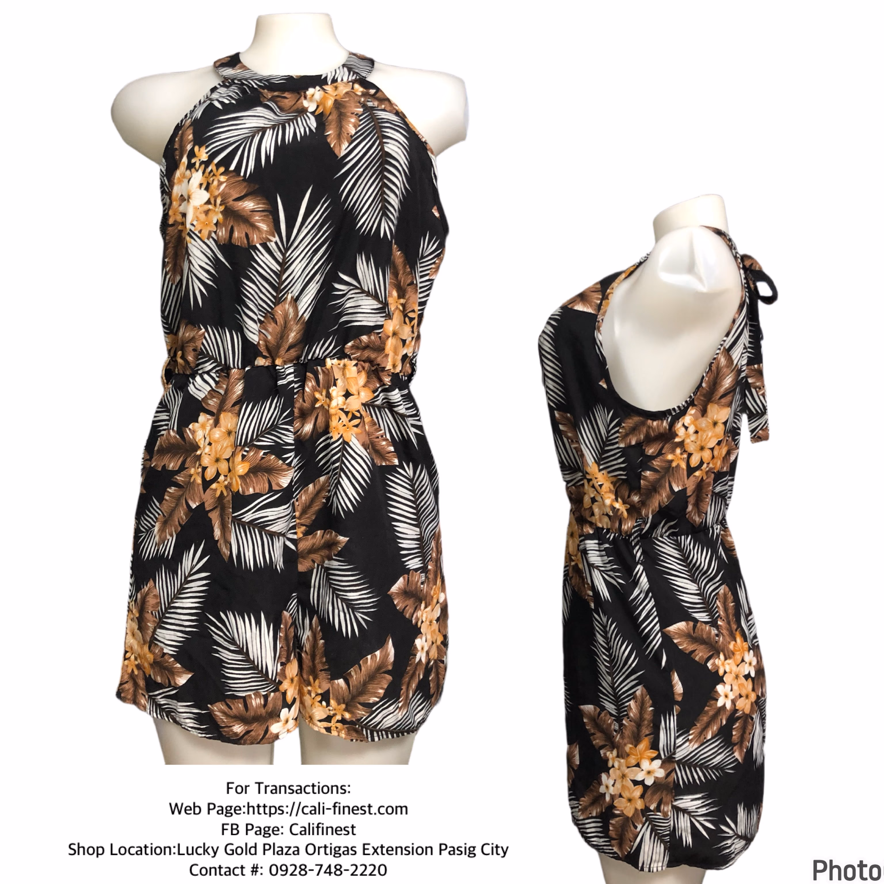 Floral Print Halter Neck Belted Romper