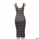  Feathers Gray Striped Maxi Dress Keyhole Sides Size M Bodycon for Womens   Mm