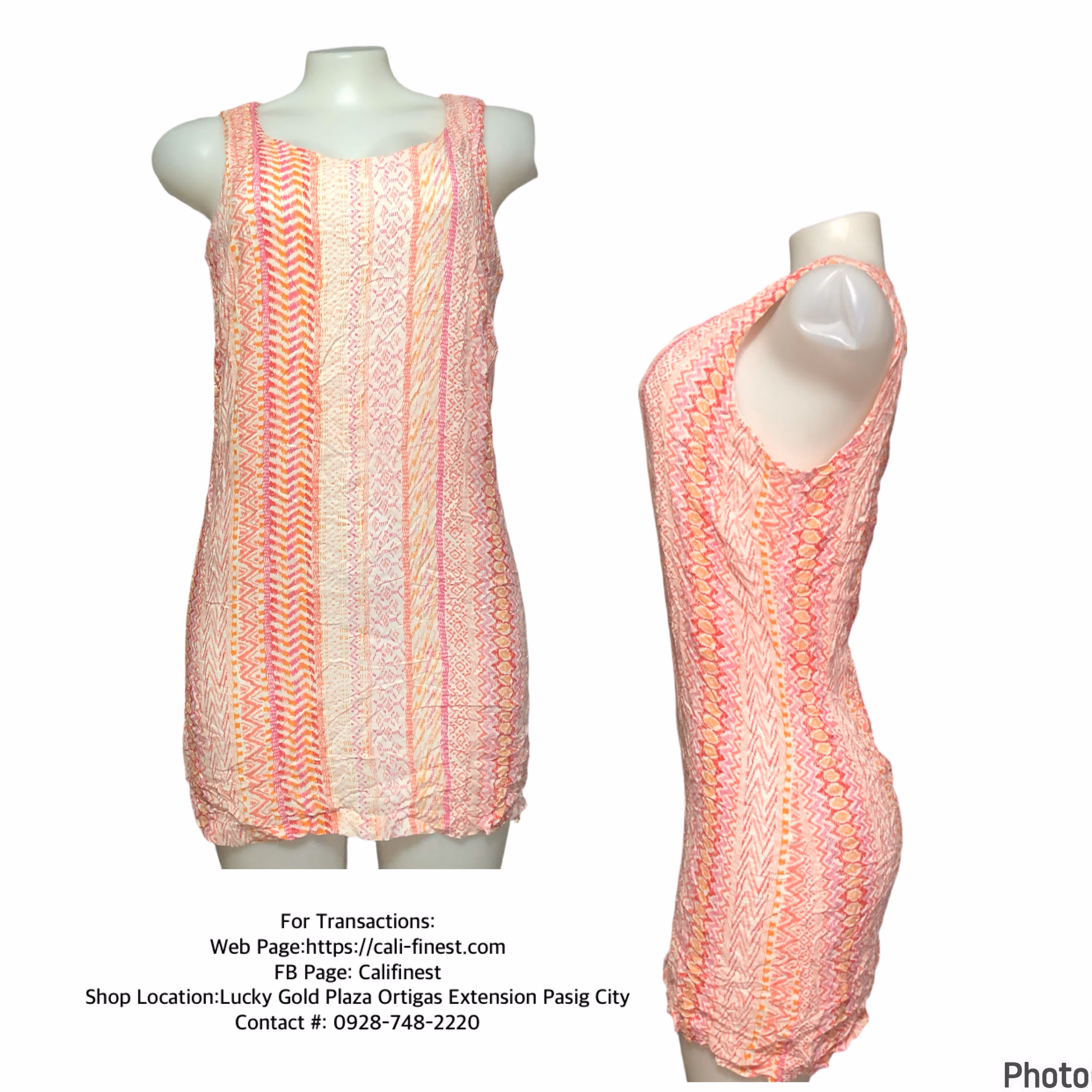 Charming Charlie Women’s Pink Orange Sleeveless Dress Size Medium