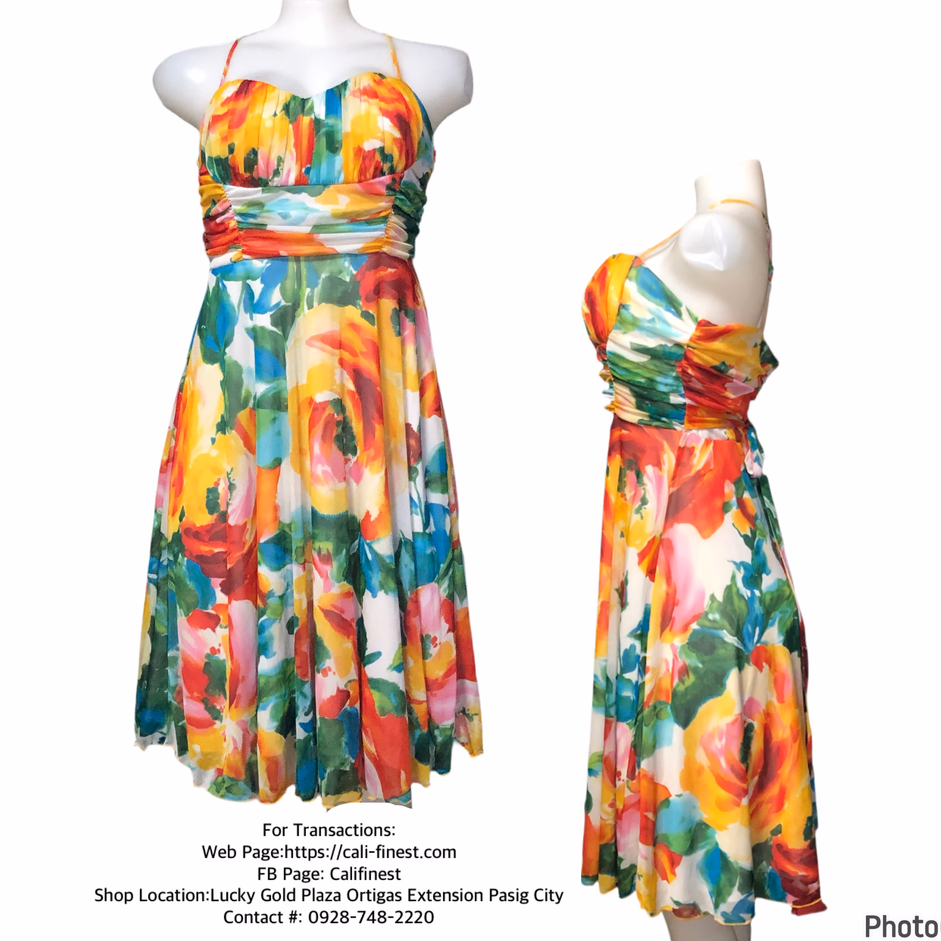XOXO Vibrant WaterColor Dress Hourglass Sweetheart Neckline Spaghtetti 