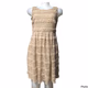 Cynthia Rowley Lace Crochet Pleated Fit & Flare Pullover Dress Beige Tan Size 4 