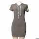 Bozzolo Gray Short Sleeve Hoodie Dress for Womens