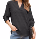 Women’s Chiffon Blouses V Neck,Black, size Medium 