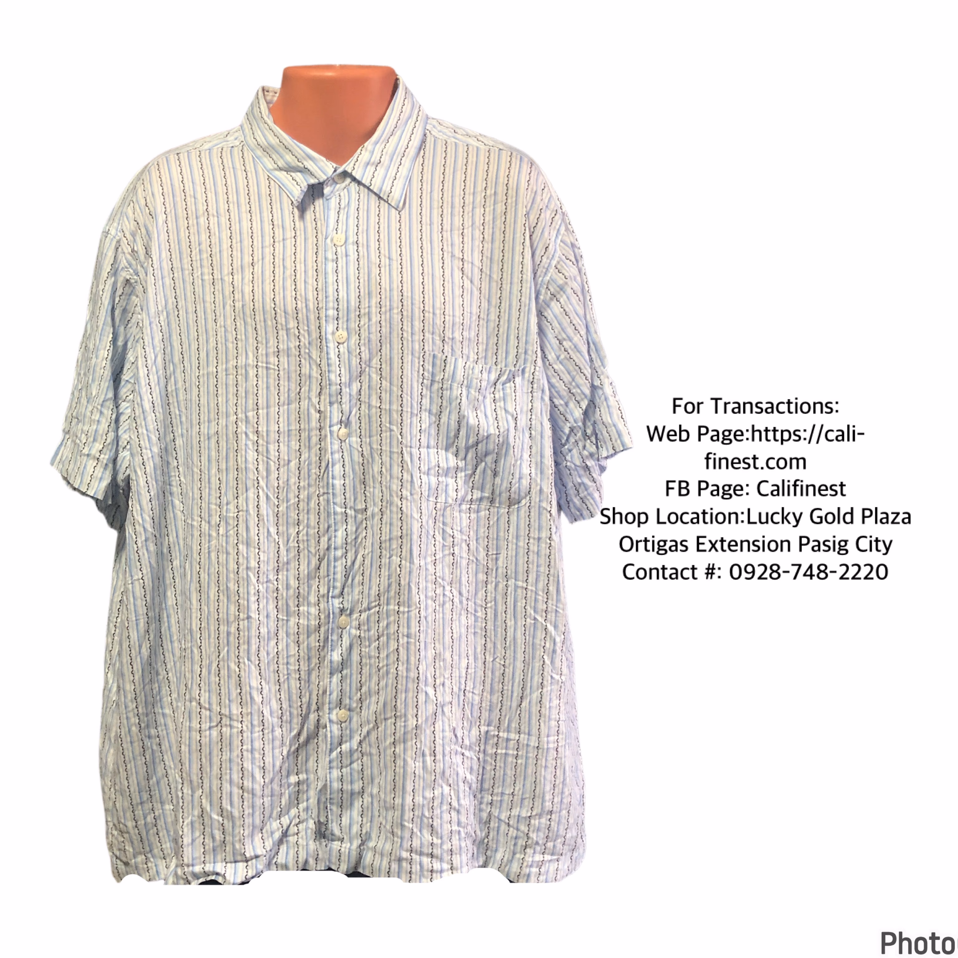 Chereskin Washable Rayon Mens Polo Short Sleeve Light Blue XXL  T#555  