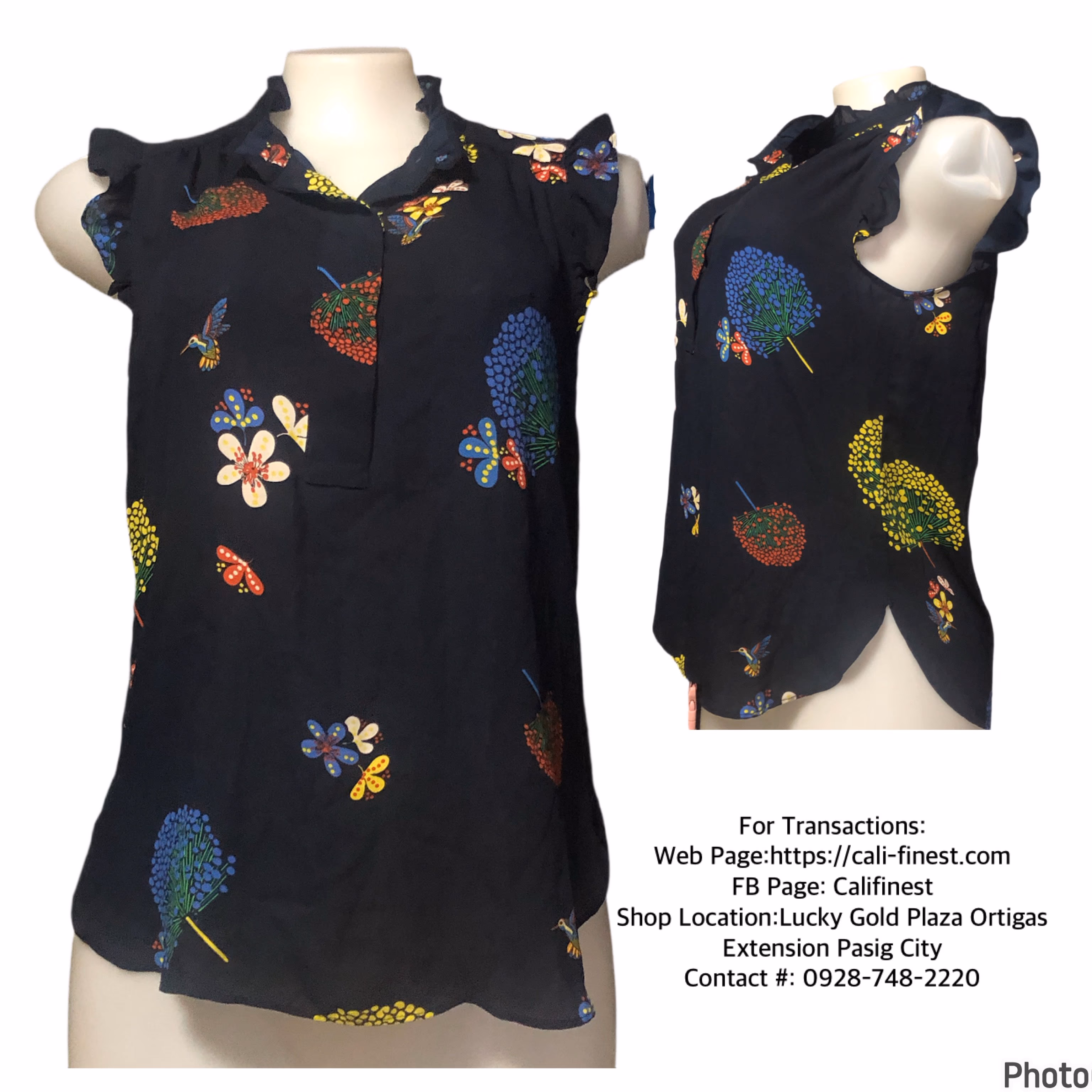 Loft Women Sleeveless Blouse Dark Blue XS  T#573  