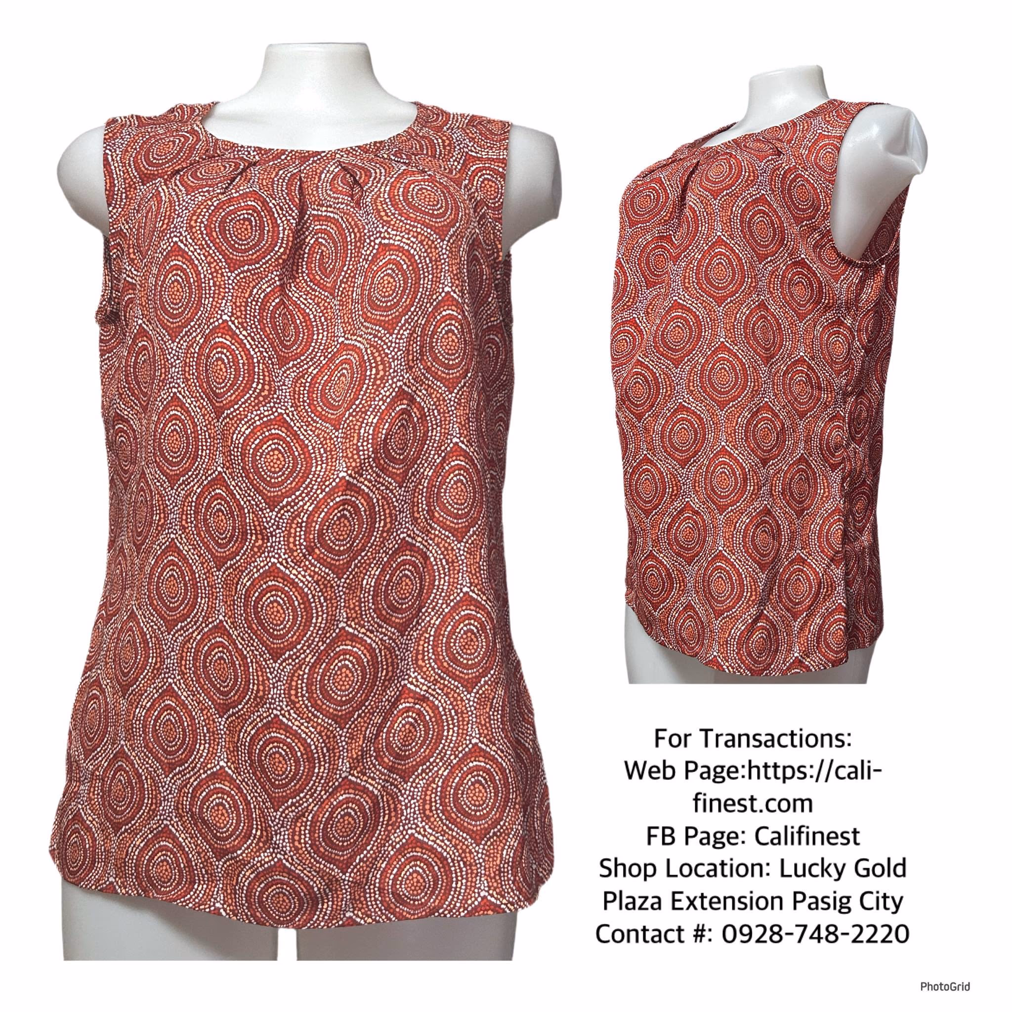 Merona Women Sleeveless Blouse Red/Orange Medium   T#572  