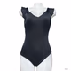 Time and Tru Ruffled Straps One Piece Swimsuit black Womens Size Small