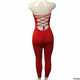 Fashion Nova Red Strapless Jumpsuit   T#553 