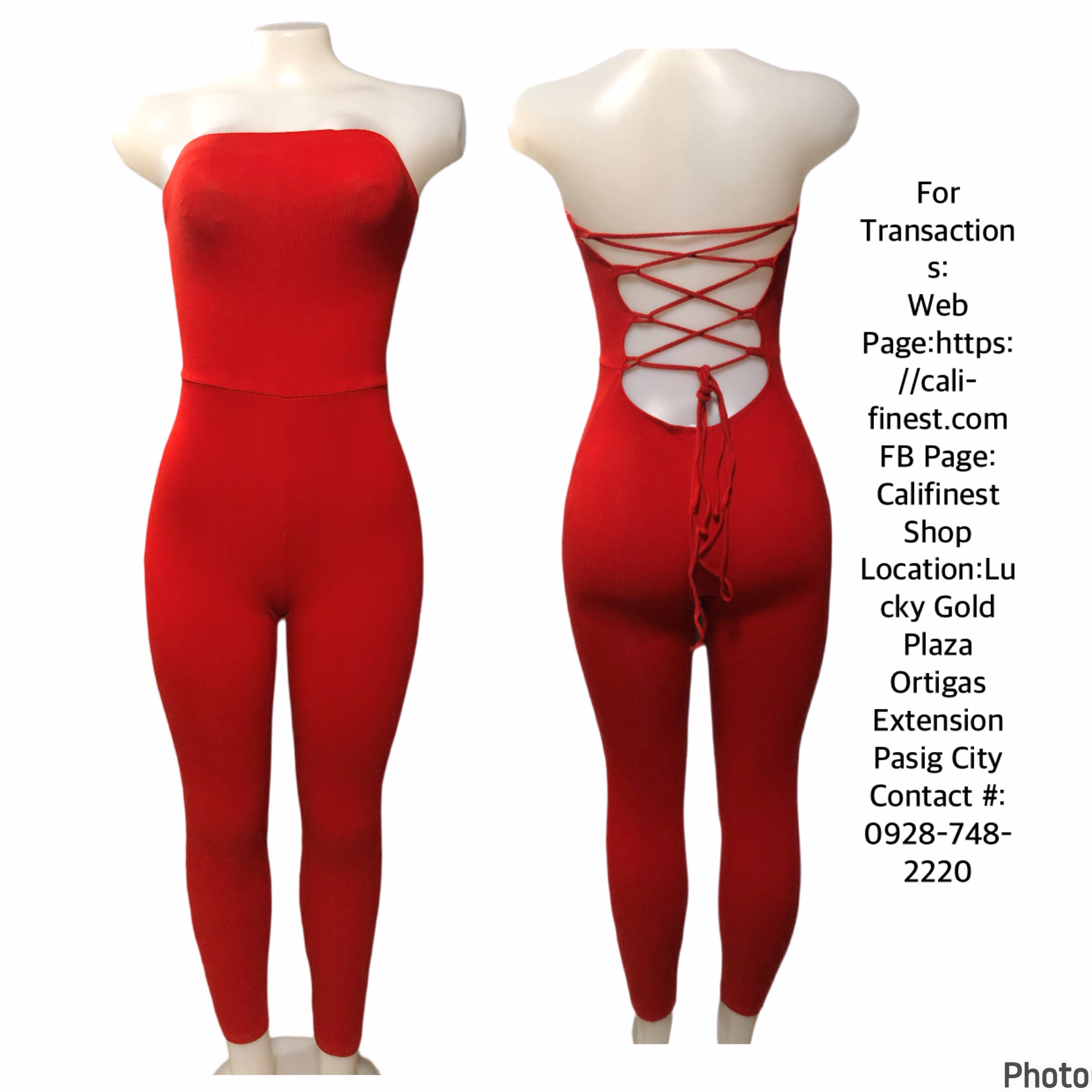 Fashion Nova Red Strapless Jumpsuit   T#553 
